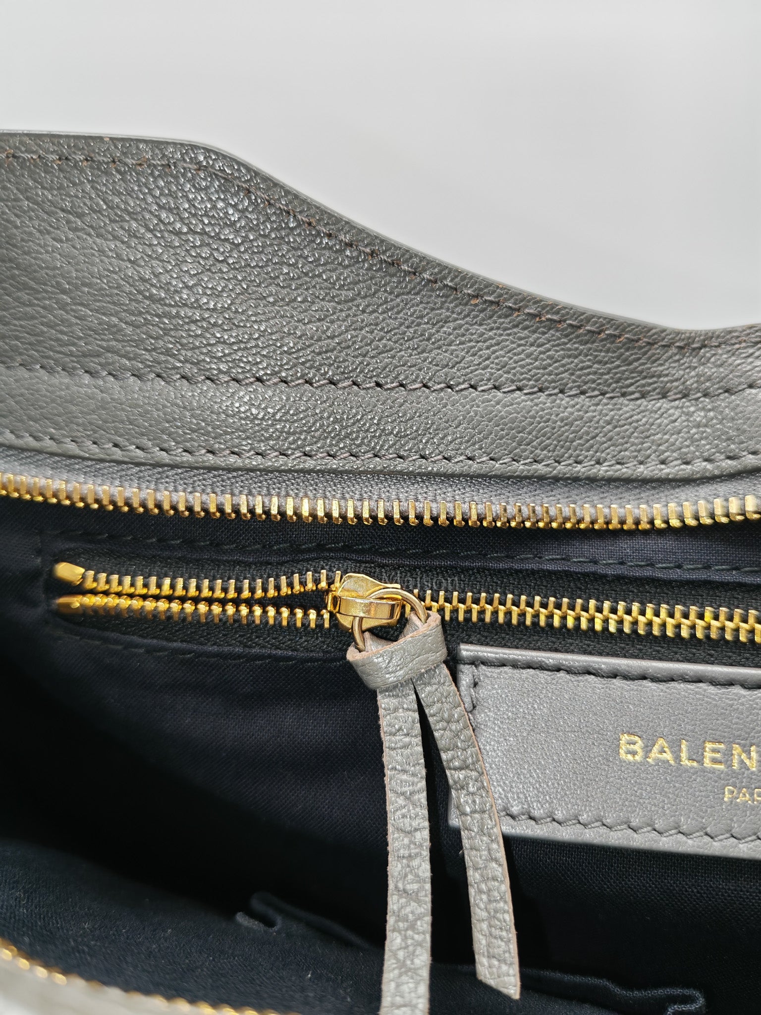 Metallic Edge City Bag in Charcoal Grey