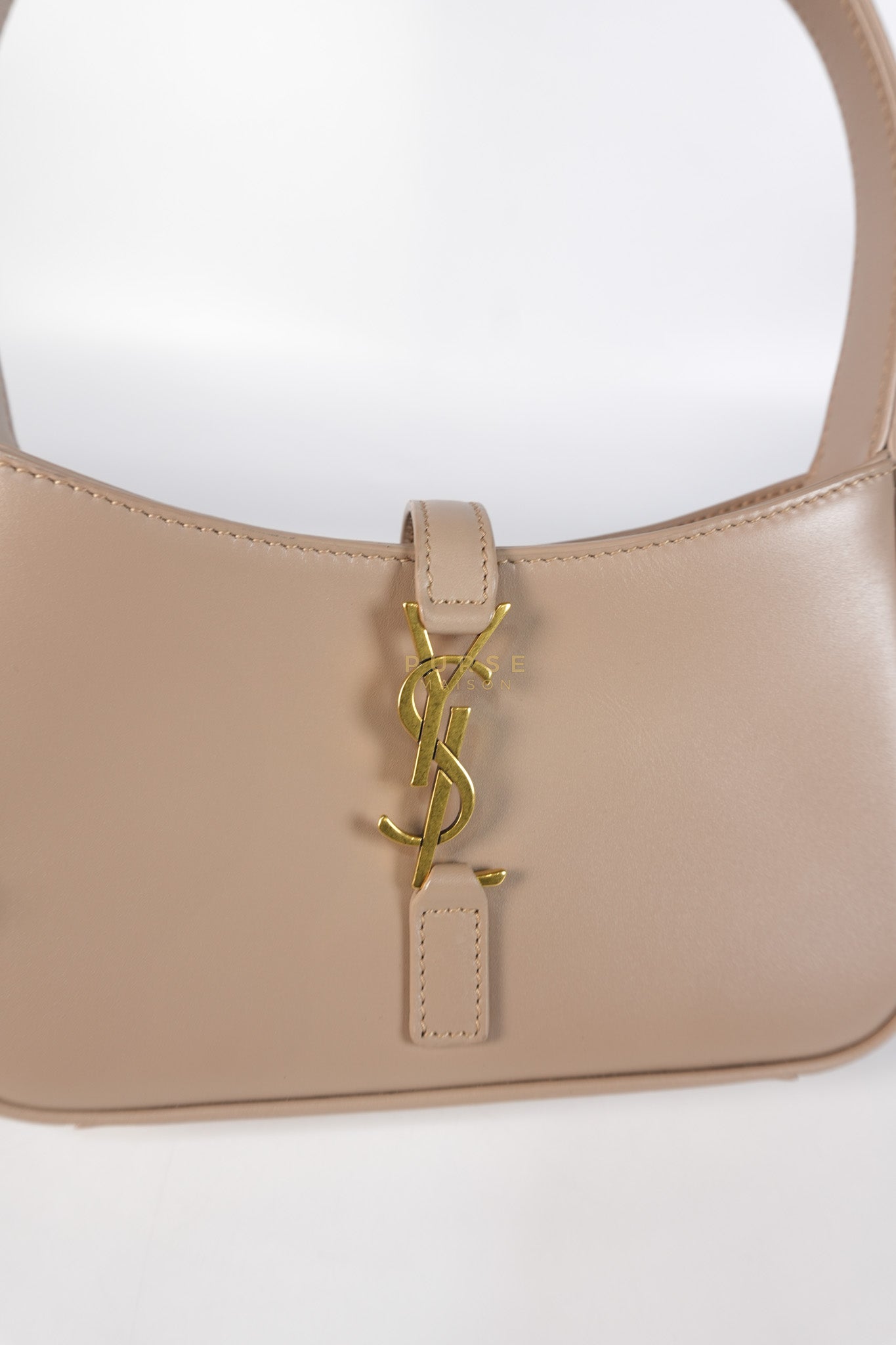 Le 5 A 7 Mini Hobo Shoulder Gold Hardware Bag in Dark Beige | Purse Maison Luxury Bags Shop