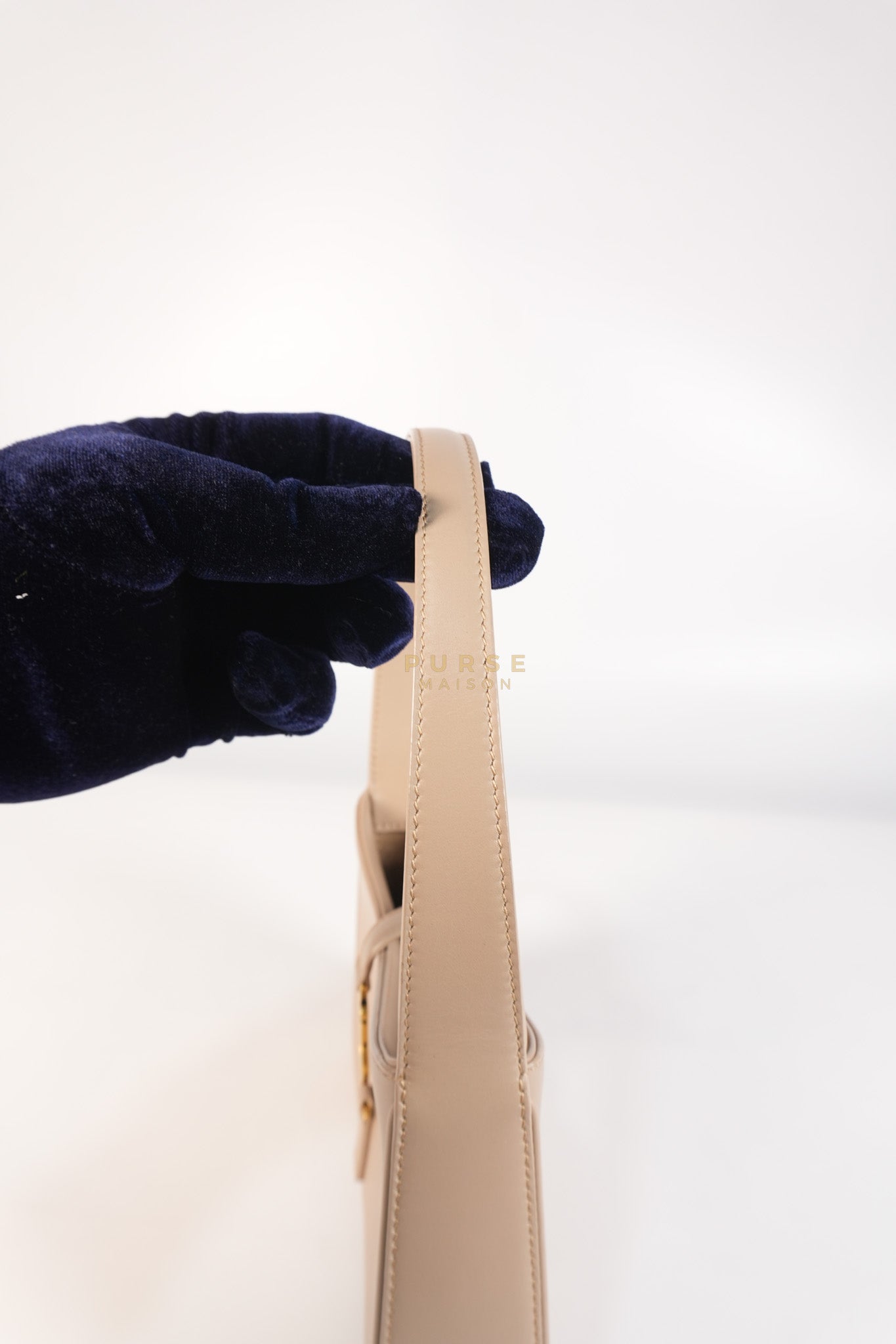 Le 5 A 7 Mini Hobo Shoulder Gold Hardware Bag in Dark Beige | Purse Maison Luxury Bags Shop