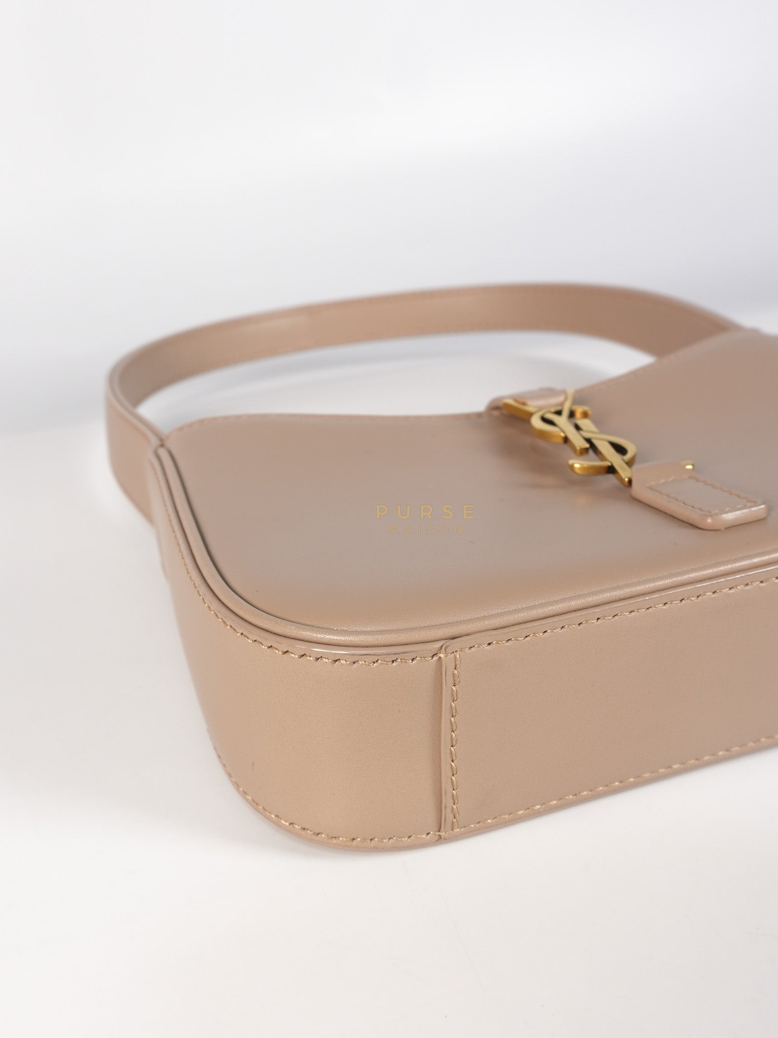 Le 5 A 7 Mini Hobo Shoulder Gold Hardware Bag in Dark Beige | Purse Maison Luxury Bags Shop