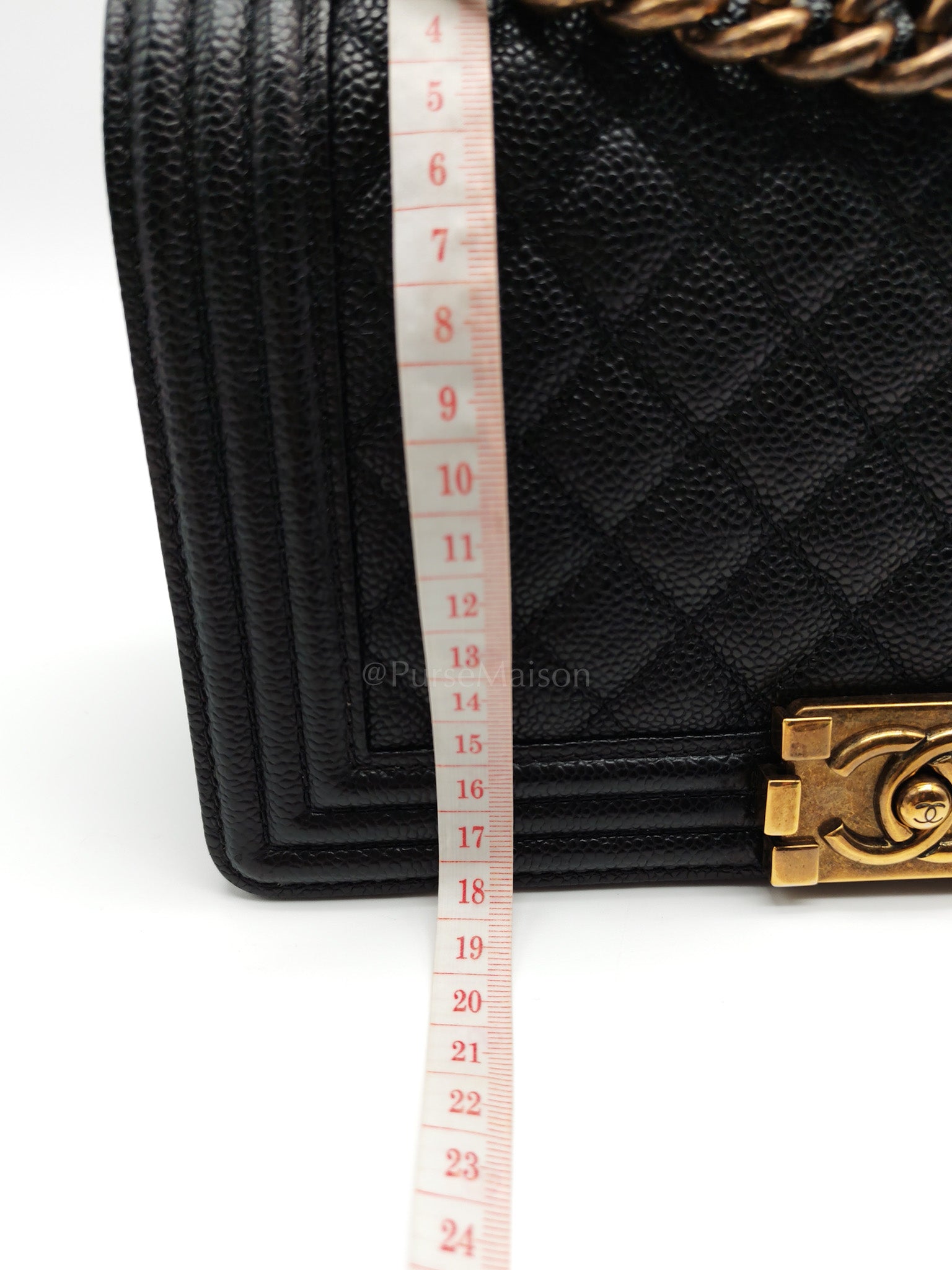 Le Boy Medium in Black Caviar Leather in Aged Gold Hardware (Series 20) | Purse Maison Luxury Bags Shop