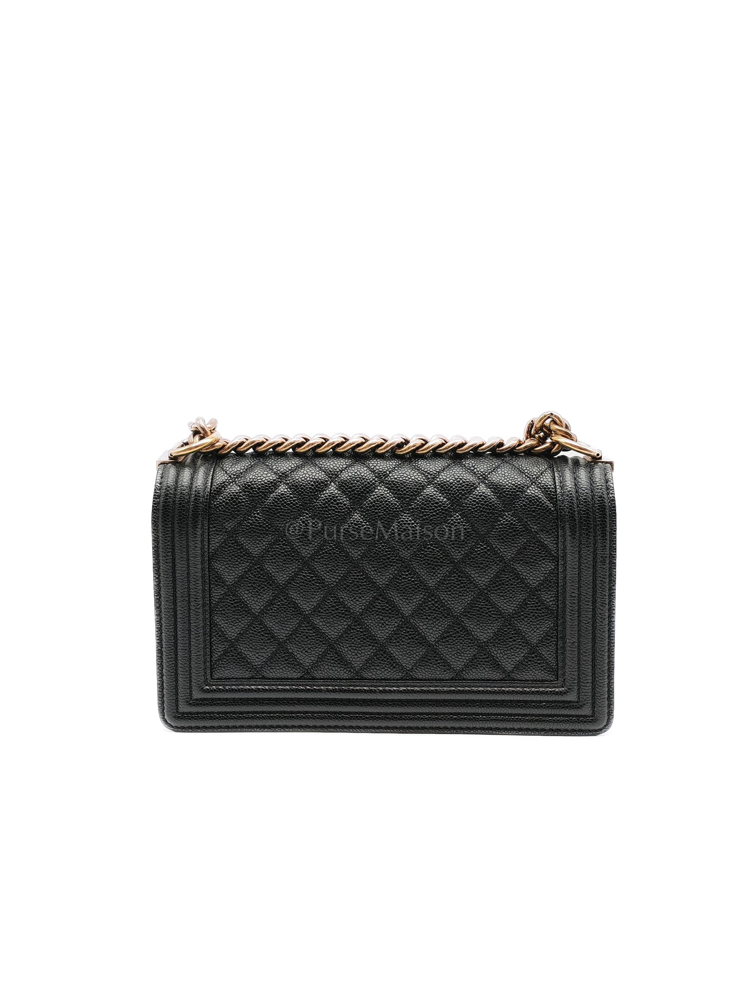 Le Boy Medium in Black Caviar Leather in Aged Gold Hardware (Series 20) | Purse Maison Luxury Bags Shop