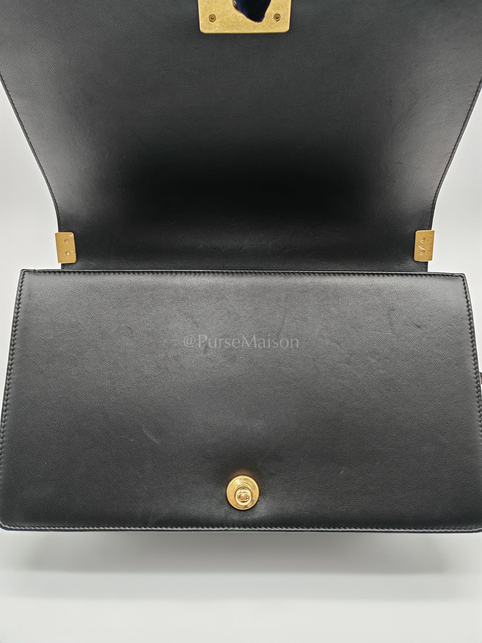 Le Boy New Medium Black Lambskin Leather in Aged Gold Hardware (Series 23) | Purse Maison Luxury Bags Shop