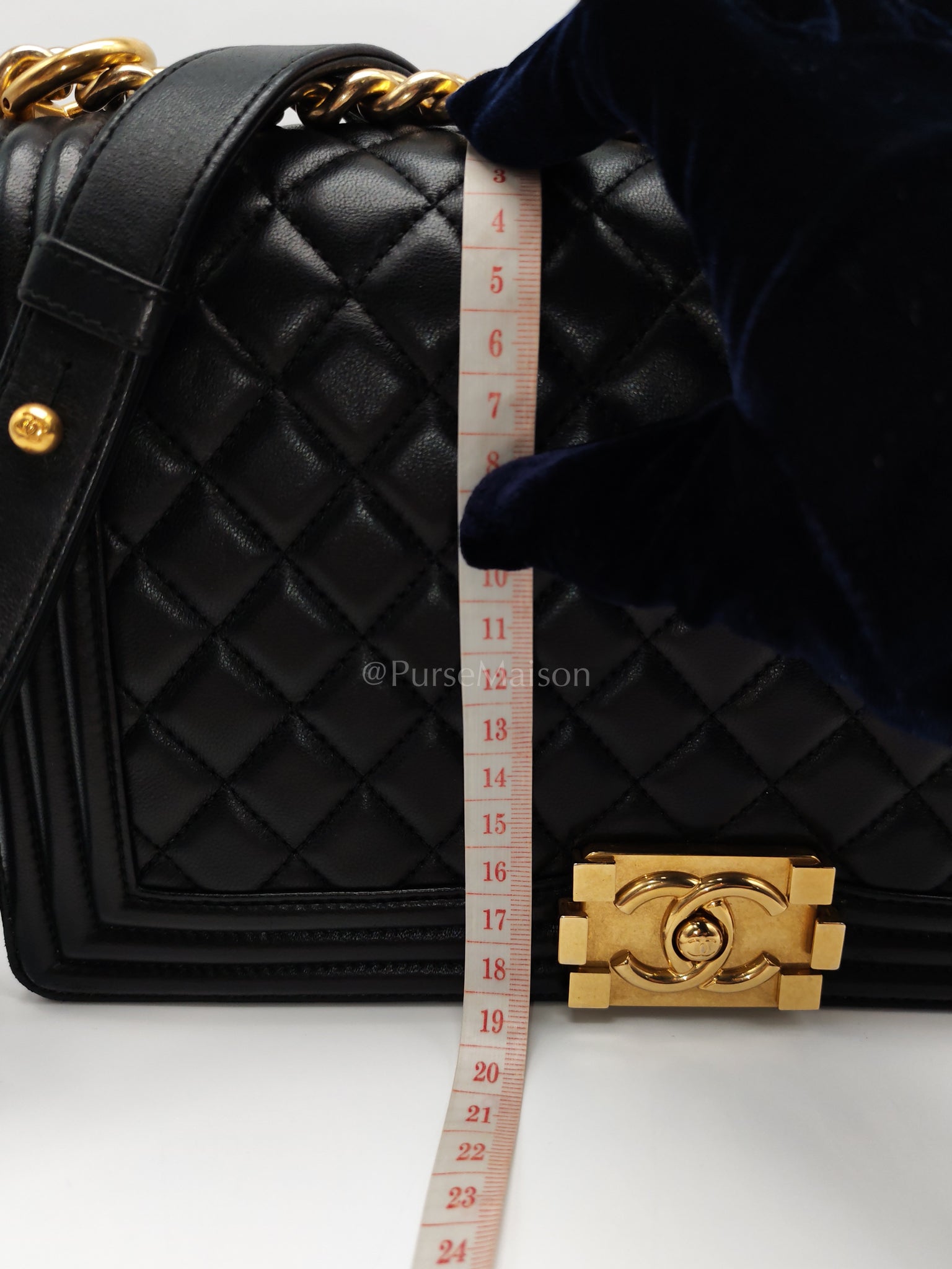 Le Boy New Medium Black Lambskin Leather in Aged Gold Hardware (Series 23) | Purse Maison Luxury Bags Shop