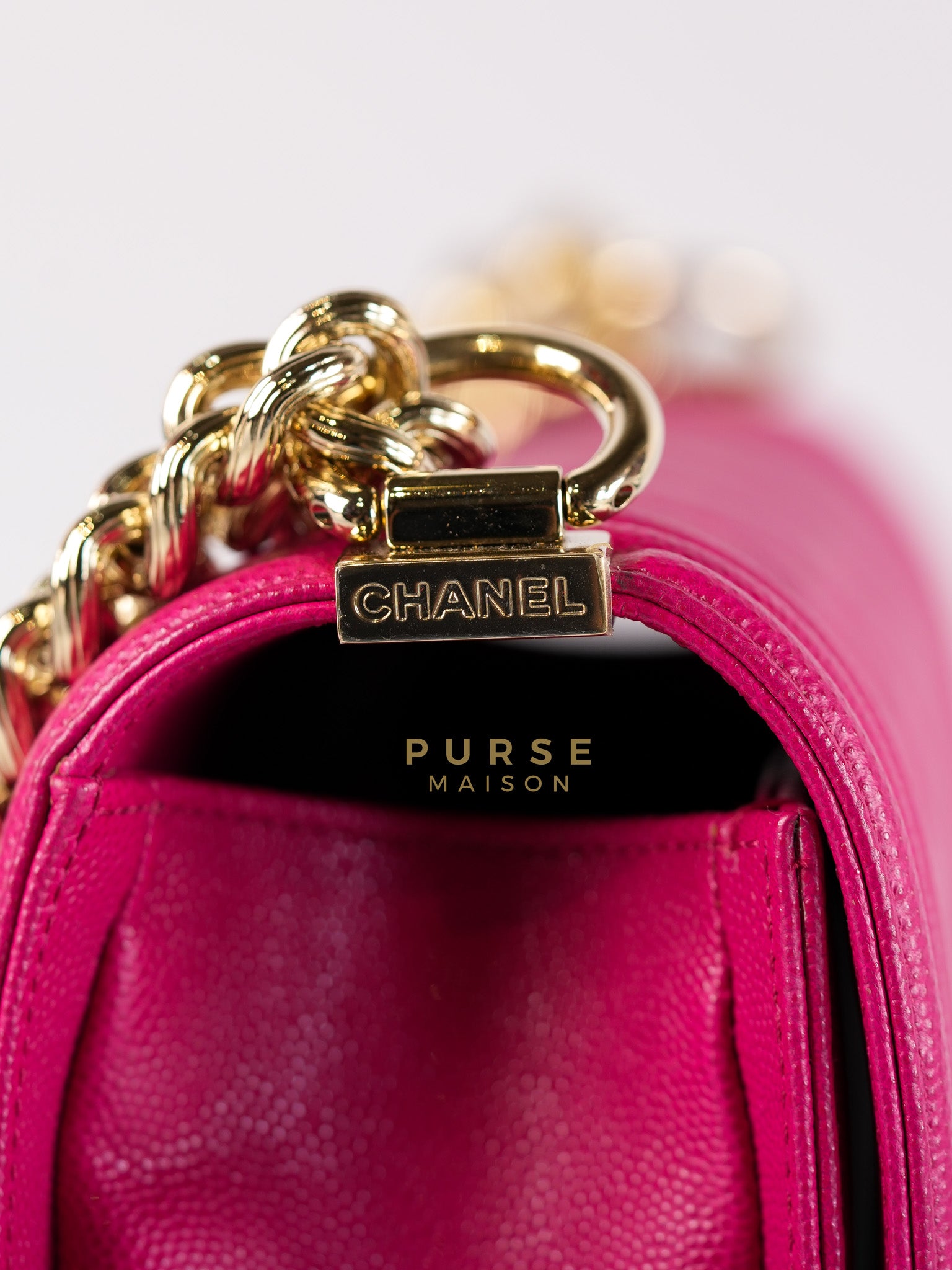 Le Boy New Medium in Pink Caviar Leather & Light Gold Hardware (Series 23) | Purse Maison Luxury Bags Shop