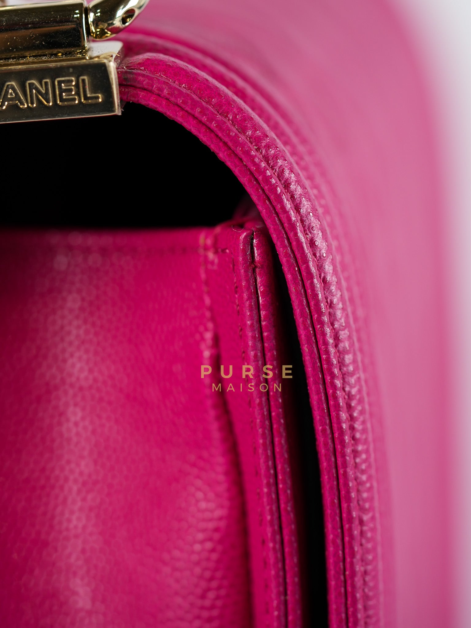 Le Boy New Medium in Pink Caviar Leather & Light Gold Hardware (Series 23) | Purse Maison Luxury Bags Shop