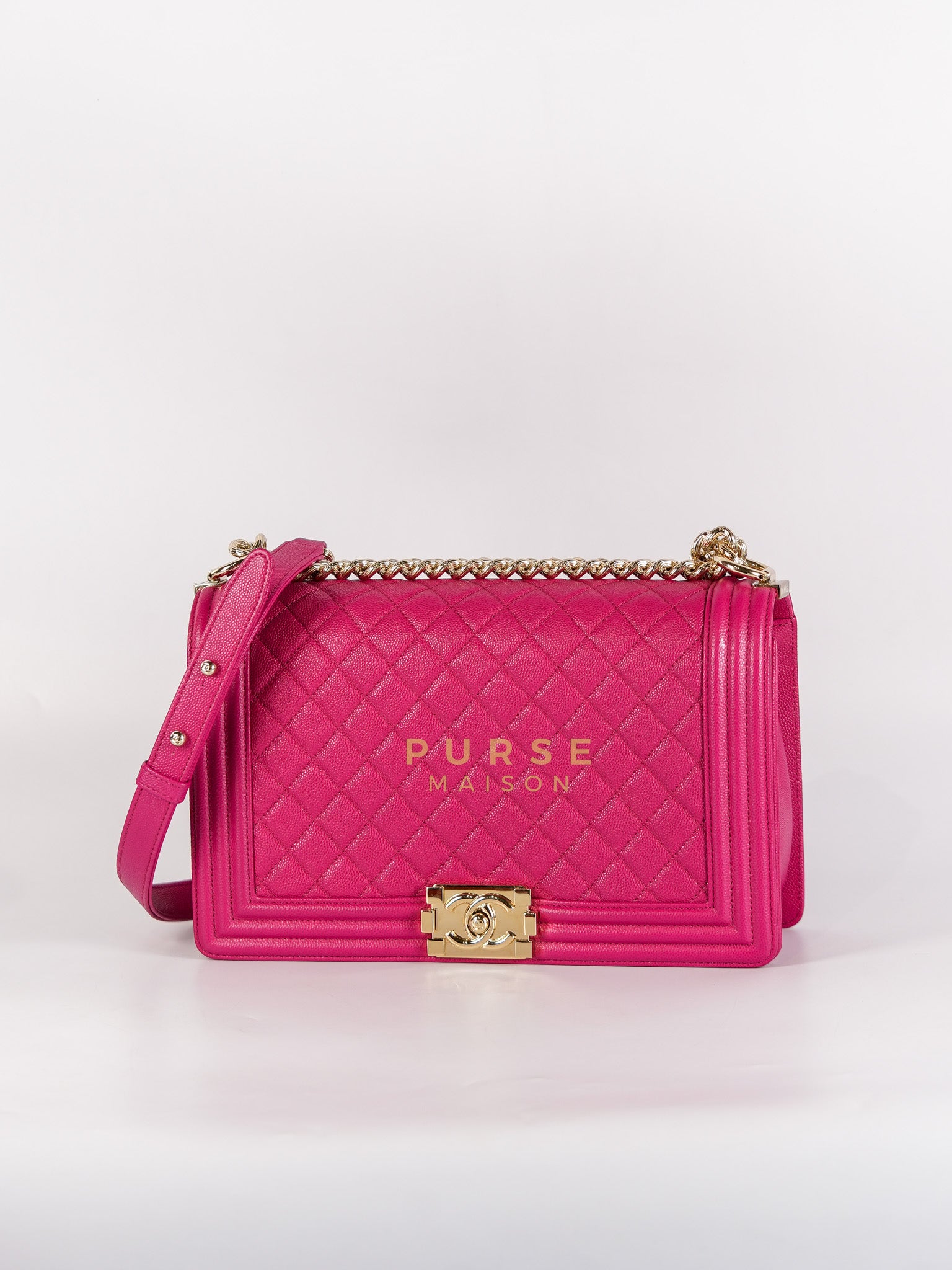 Le Boy New Medium in Pink Caviar Leather & Light Gold Hardware (Series 23) | Purse Maison Luxury Bags Shop