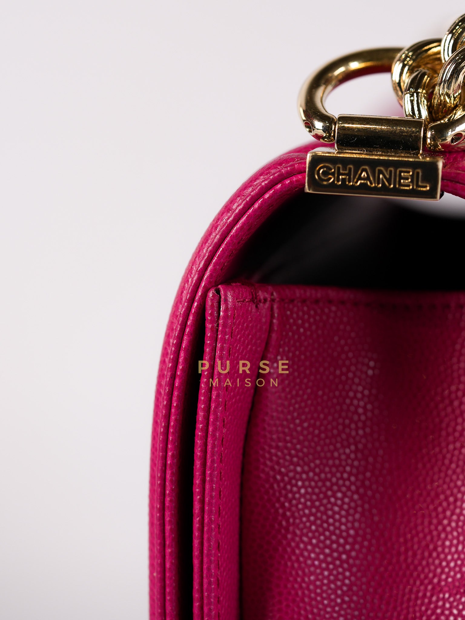 Le Boy New Medium in Pink Caviar Leather & Light Gold Hardware (Series 23) | Purse Maison Luxury Bags Shop