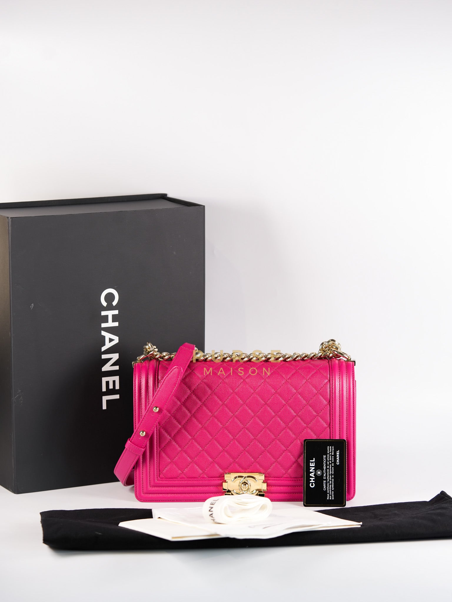 Le Boy New Medium in Pink Caviar Leather & Light Gold Hardware (Series 23) | Purse Maison Luxury Bags Shop