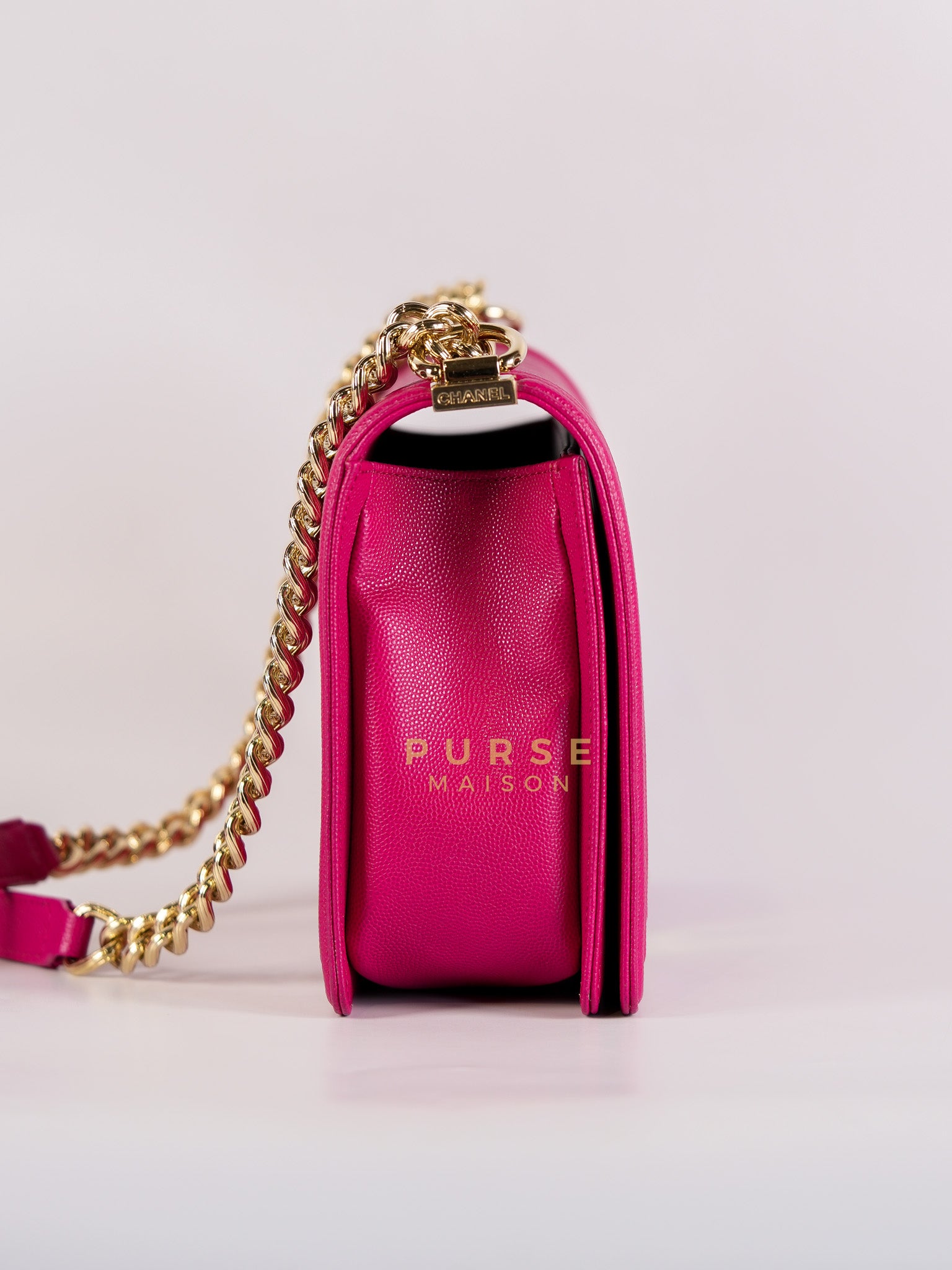 Le Boy New Medium in Pink Caviar Leather & Light Gold Hardware (Series 23) | Purse Maison Luxury Bags Shop