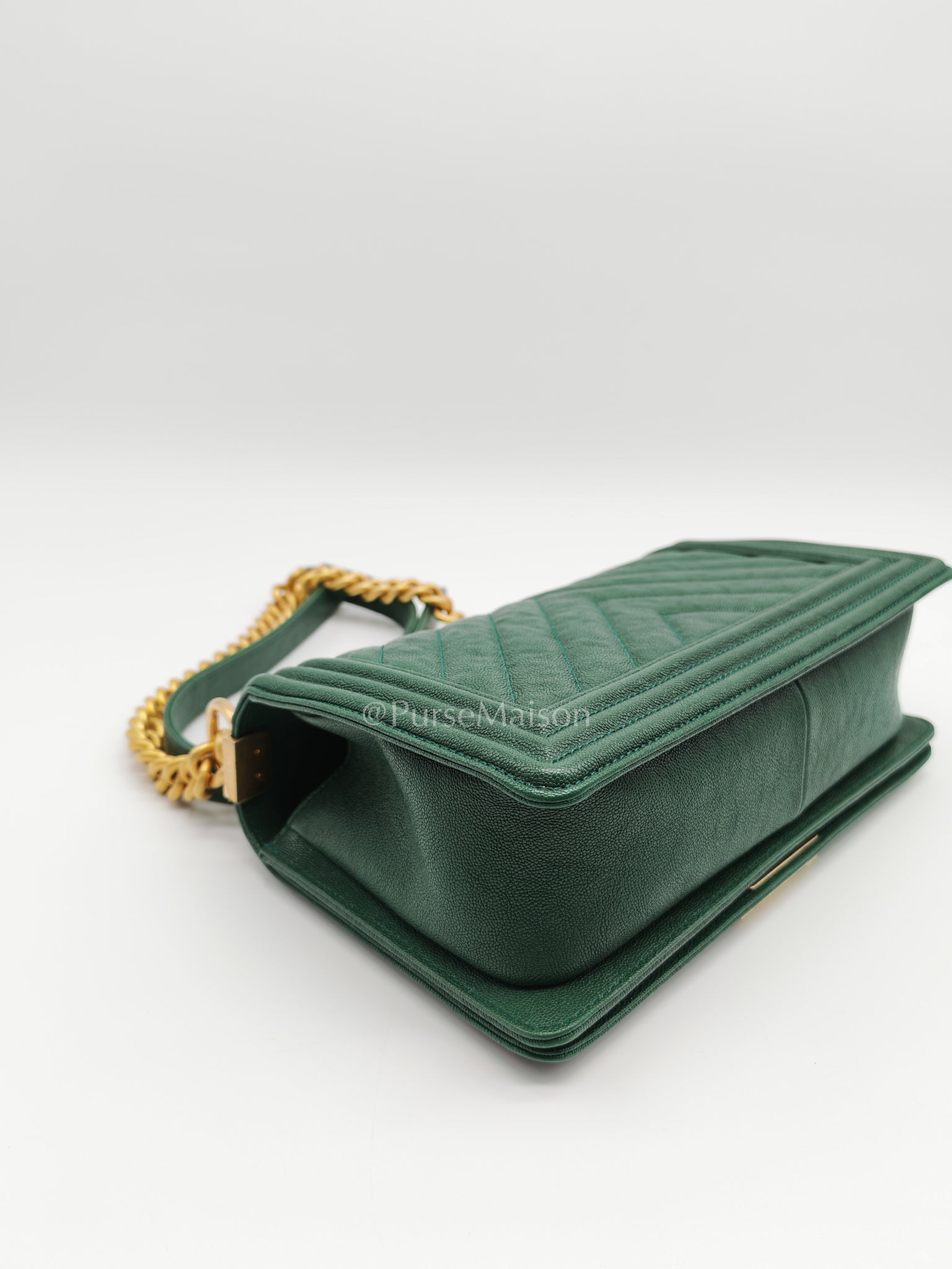 Le Boy Old Medium Green Caviar Leather in Aged Gold Hardware (Series 26) | Purse Maison Luxury Bags Shop