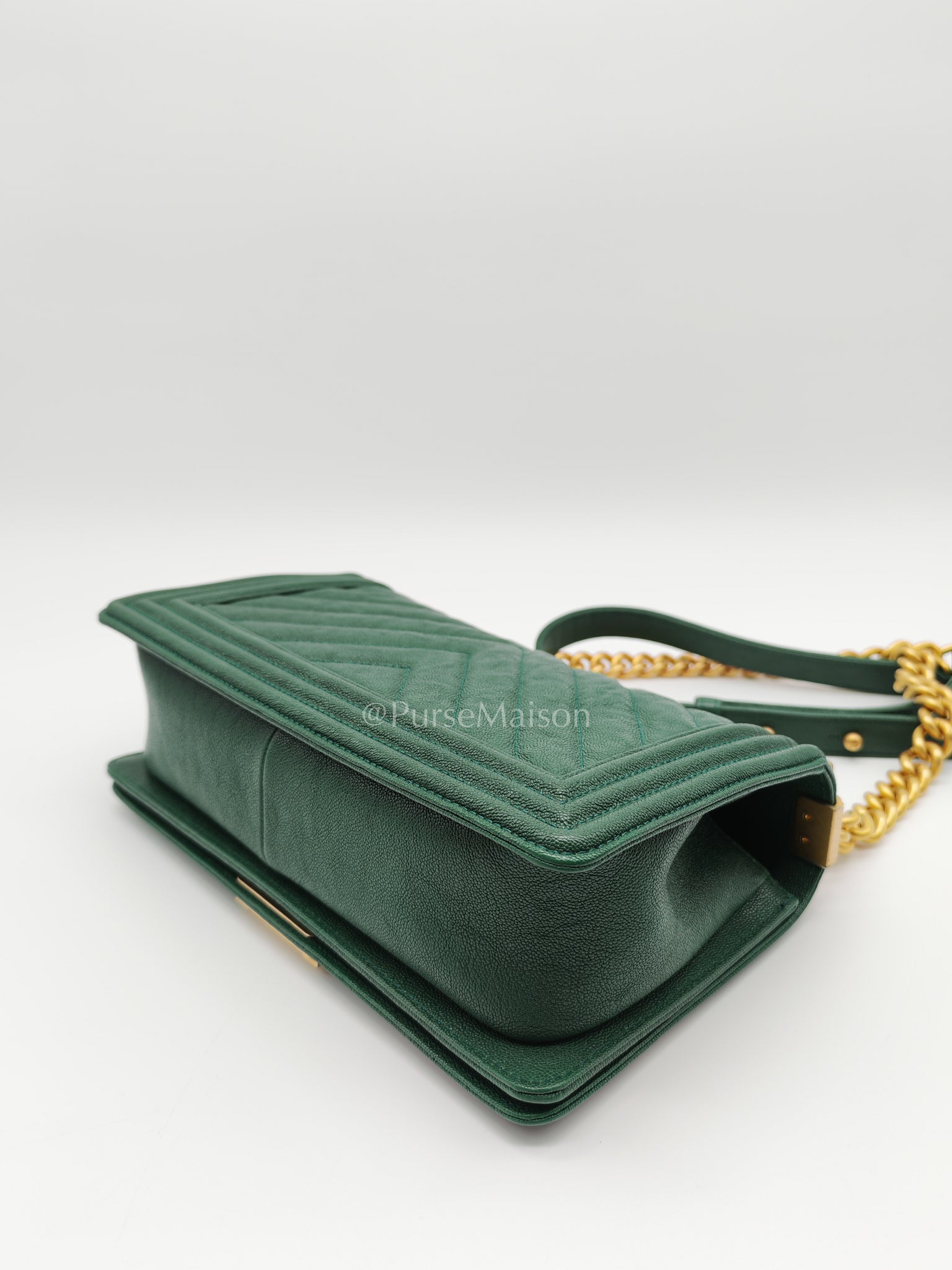 Le Boy Old Medium Green Caviar Leather in Aged Gold Hardware (Series 26) | Purse Maison Luxury Bags Shop