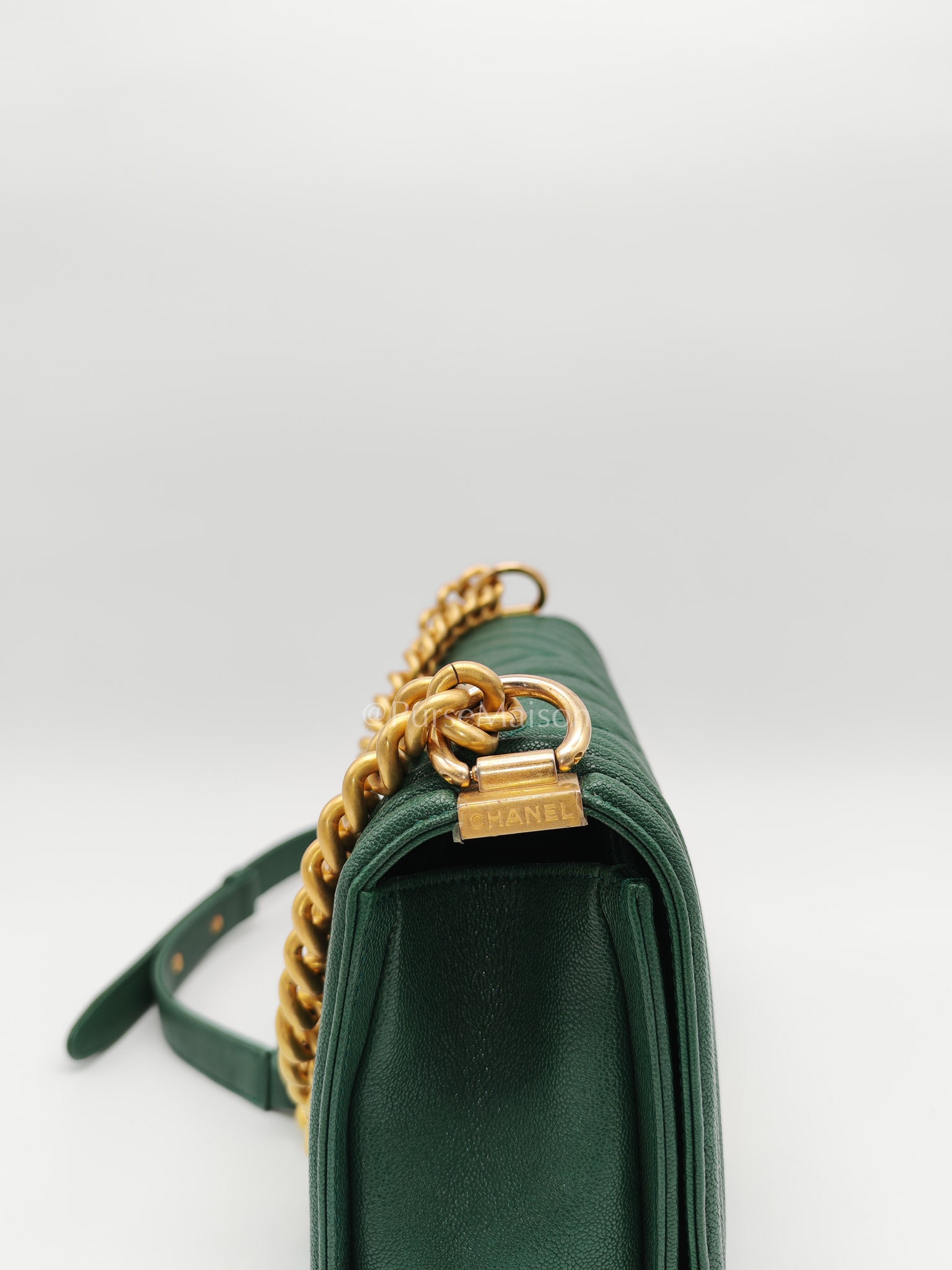 Le Boy Old Medium Green Caviar Leather in Aged Gold Hardware (Series 26) | Purse Maison Luxury Bags Shop