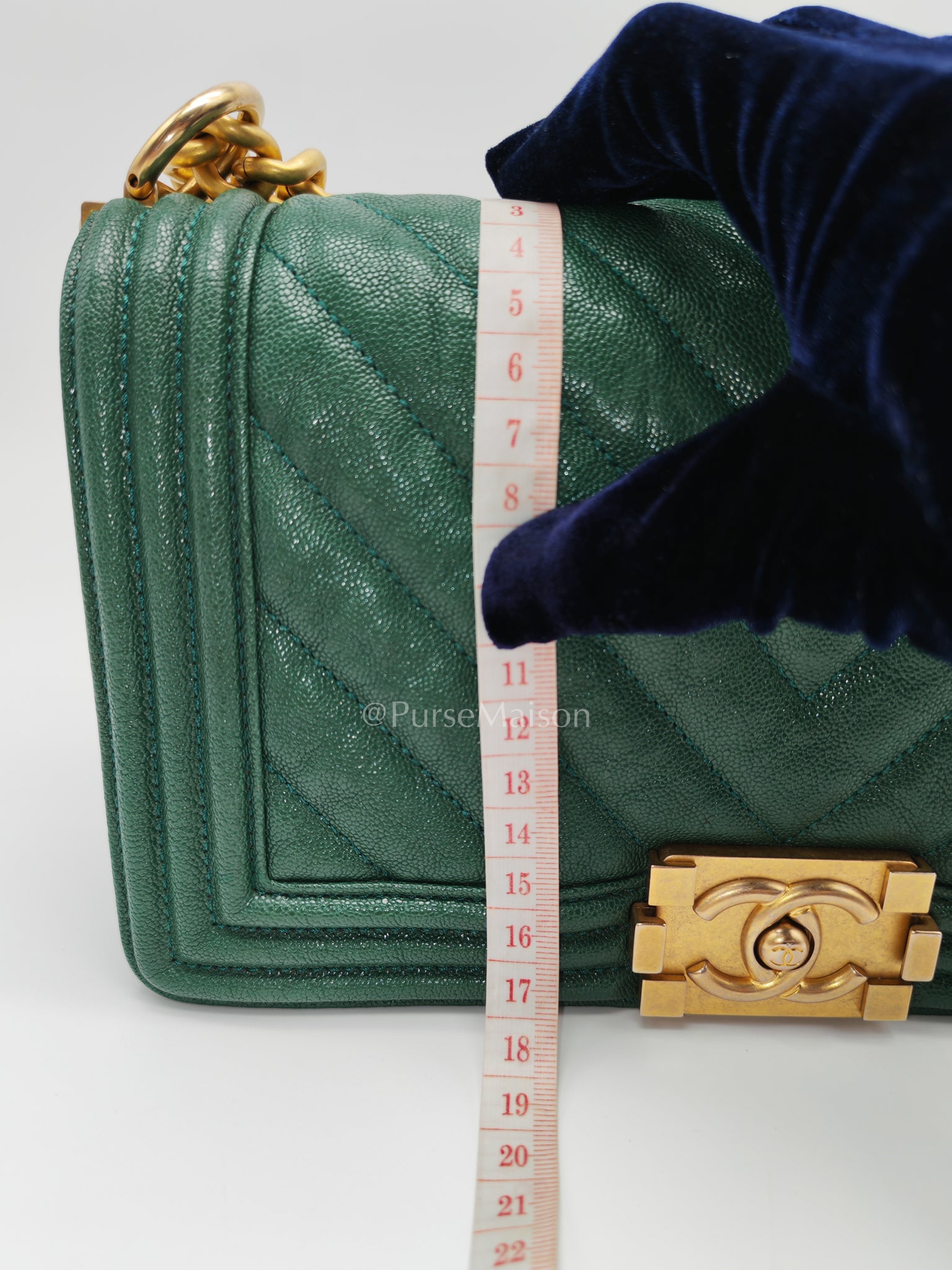 Le Boy Old Medium Green Caviar Leather in Aged Gold Hardware (Series 26) | Purse Maison Luxury Bags Shop