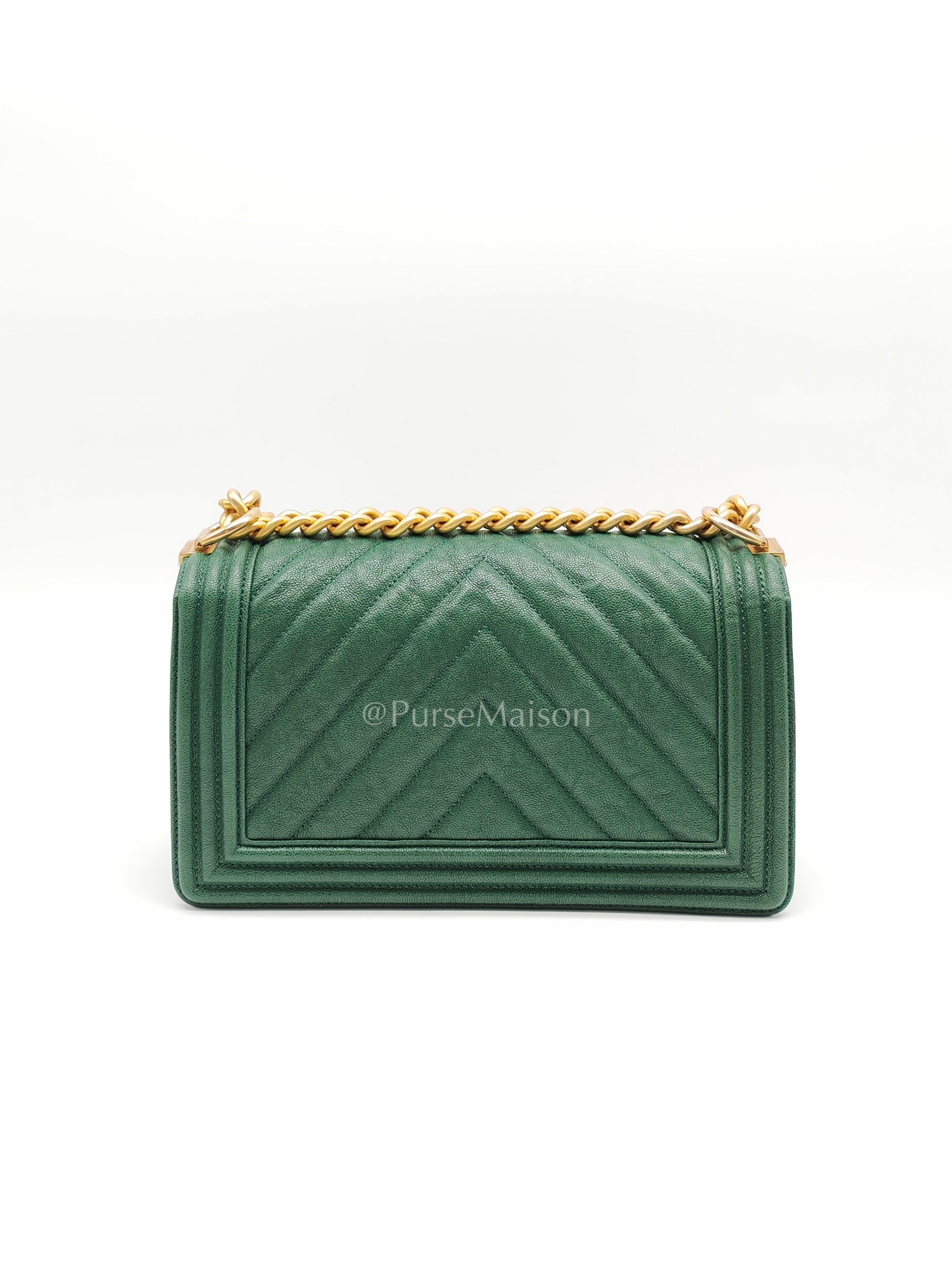 Le Boy Old Medium Green Caviar Leather in Aged Gold Hardware (Series 26) | Purse Maison Luxury Bags Shop