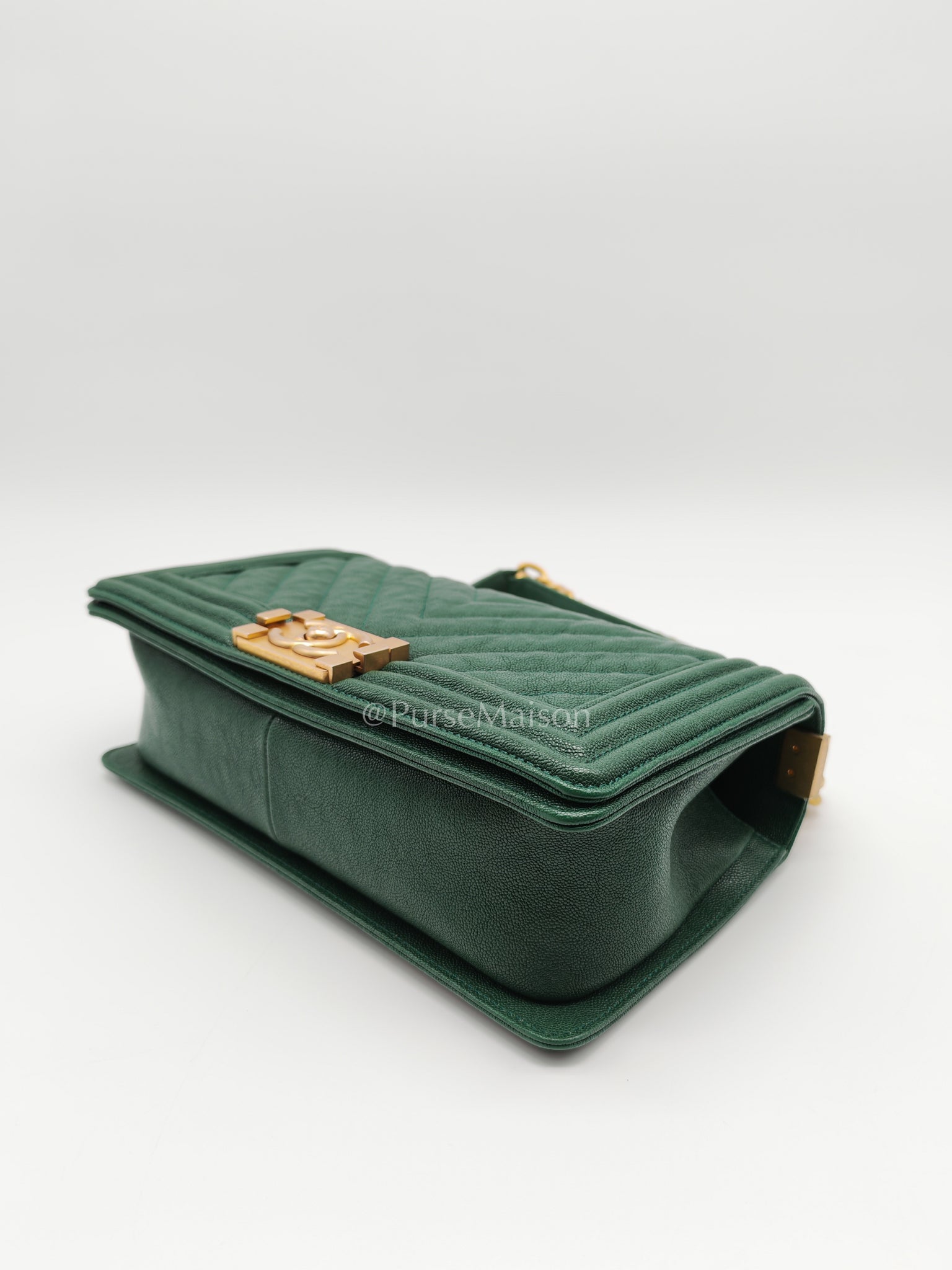 Le Boy Old Medium Green Caviar Leather in Aged Gold Hardware (Series 26) | Purse Maison Luxury Bags Shop