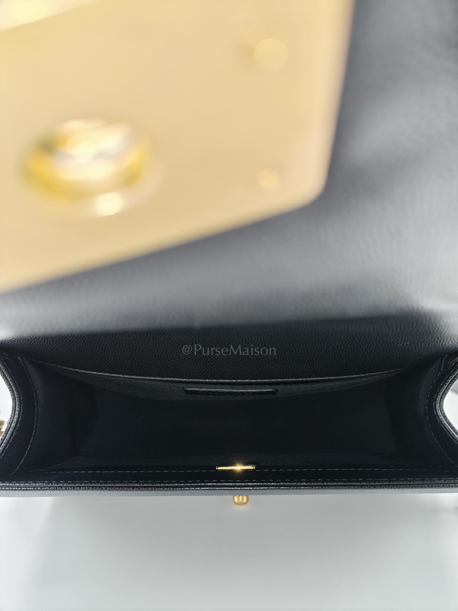 Le Boy Old Medium in Black Quilted Caviar Leather & Aged Gold Hardware Microchip | Purse Maison Luxury Bags Shop