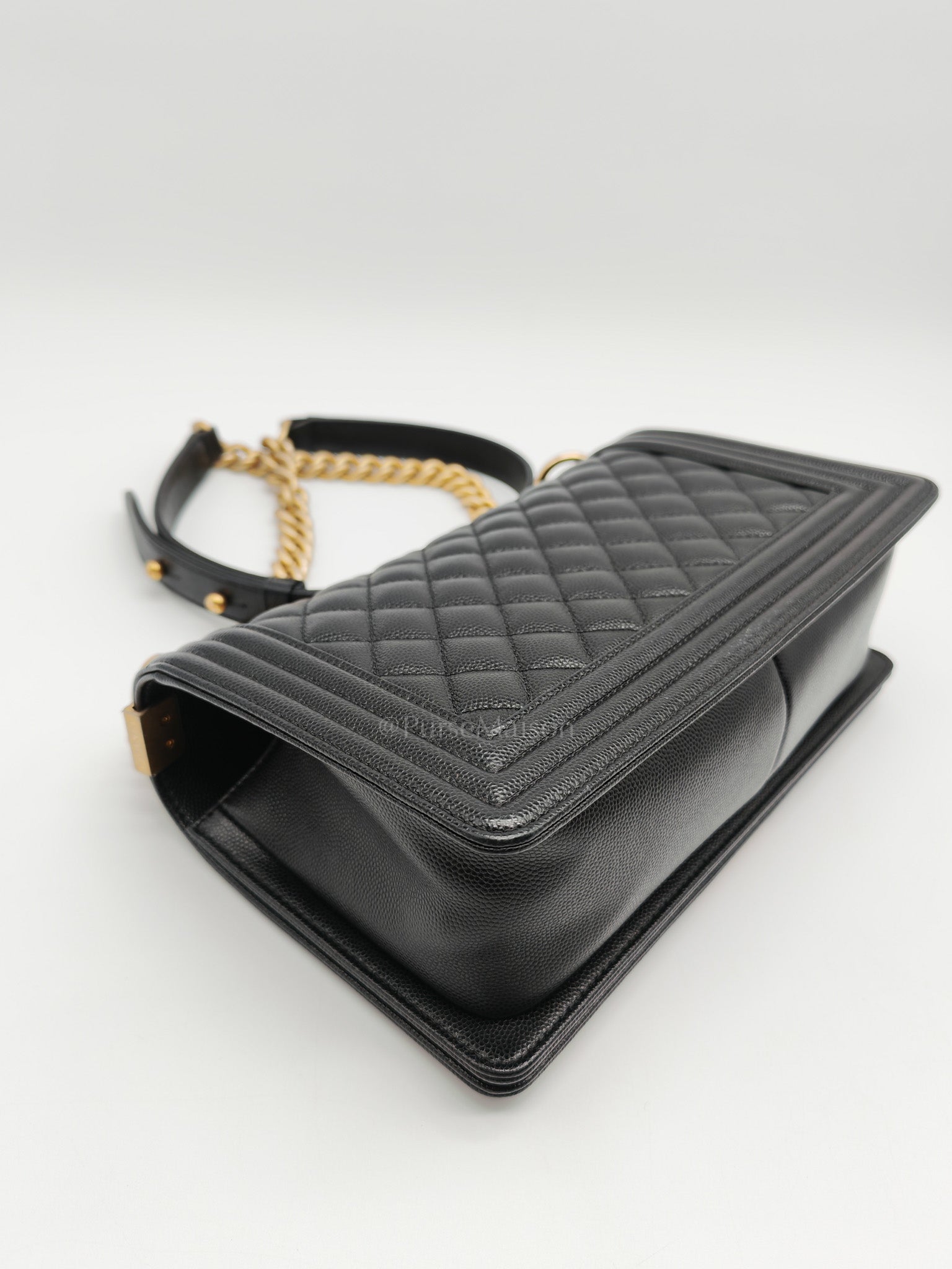 Le Boy Old Medium in Black Quilted Caviar Leather & Aged Gold Hardware Series 28 | Purse Maison Luxury Bags Shop
