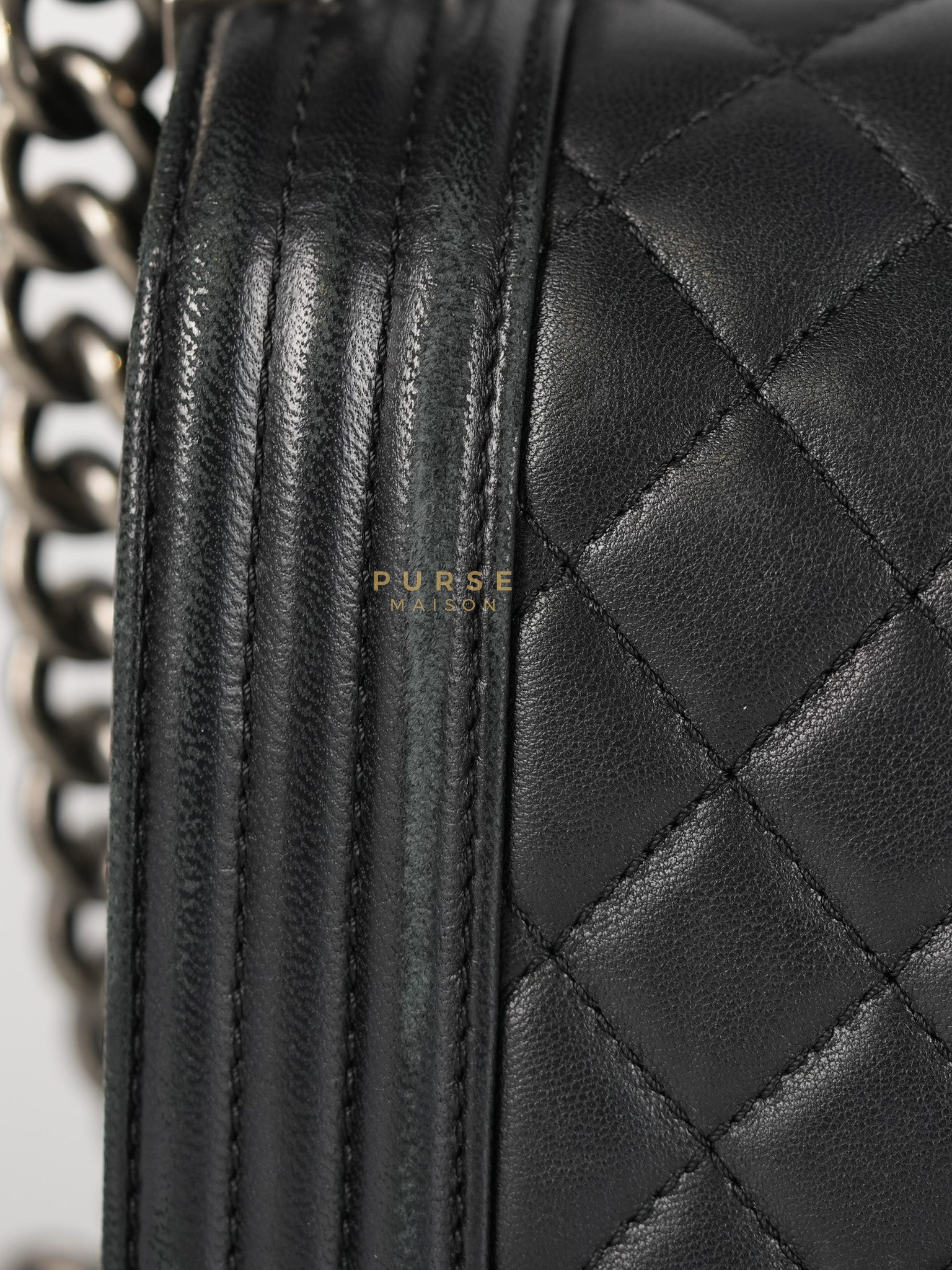 Le Boy Old Medium in Black Quilted Lambskin Leather & Ruthenium Hardware (Series 23) | Purse Maison Luxury Bags Shop