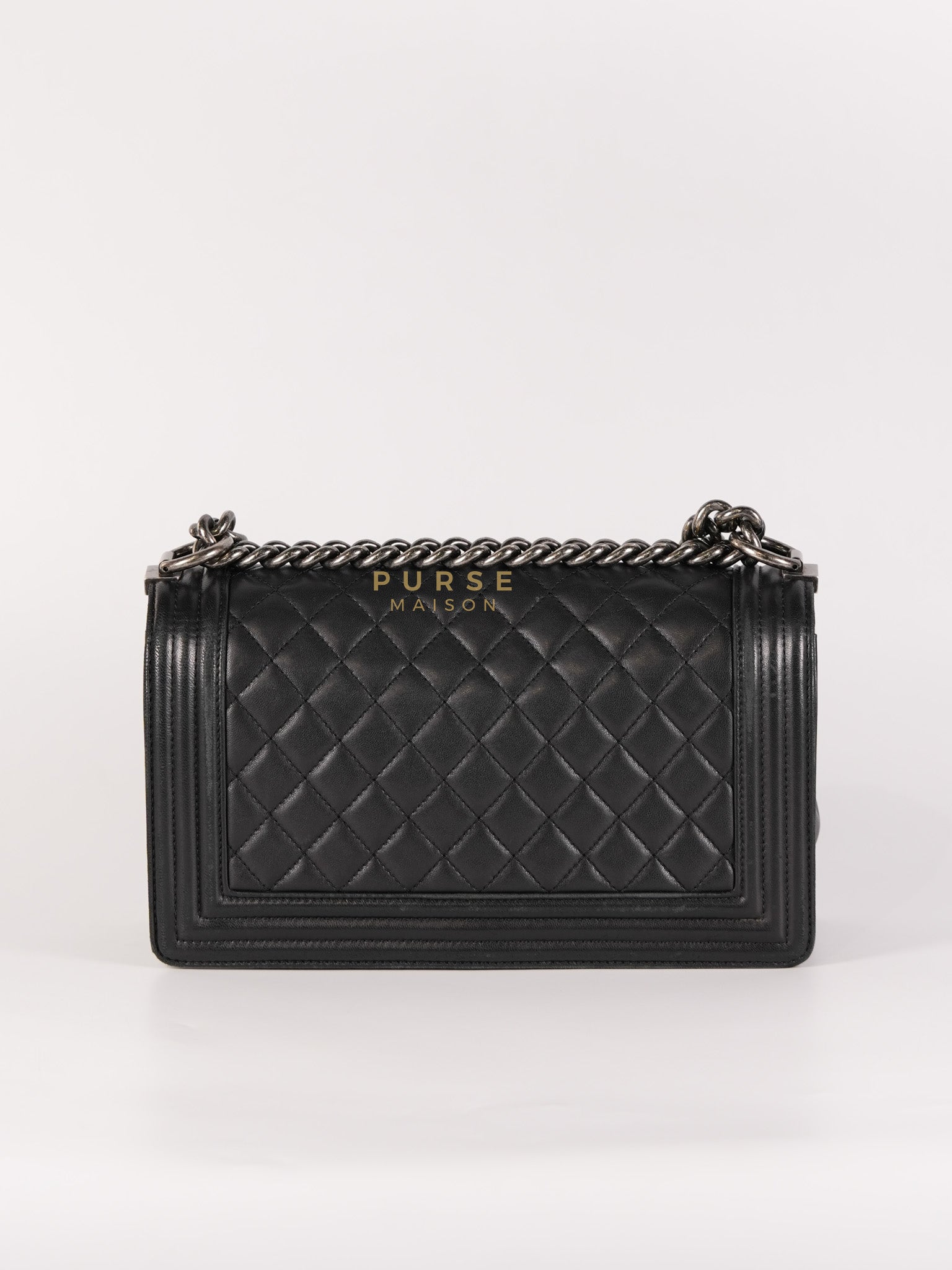 Le Boy Old Medium in Black Quilted Lambskin Leather & Ruthenium Hardware (Series 23) | Purse Maison Luxury Bags Shop