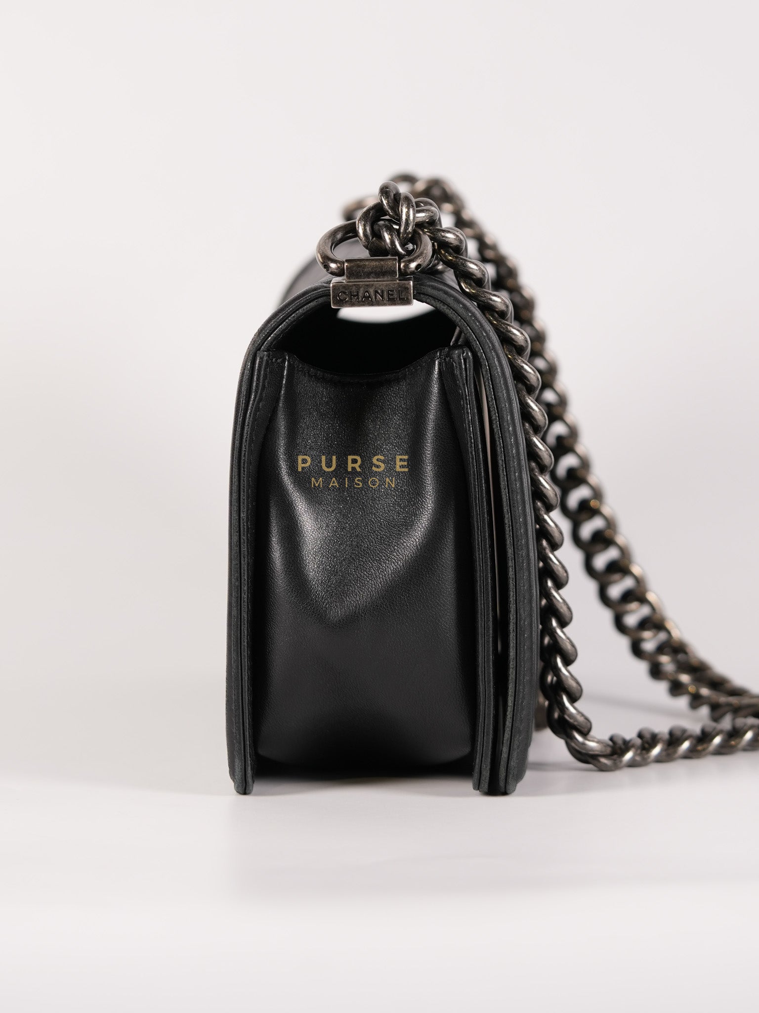 Le Boy Old Medium in Black Quilted Lambskin Leather & Ruthenium Hardware (Series 23) | Purse Maison Luxury Bags Shop