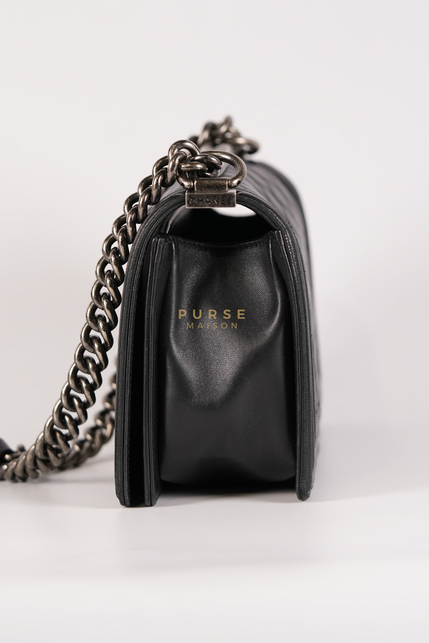 Le Boy Old Medium in Black Quilted Lambskin Leather & Ruthenium Hardware (Series 23) | Purse Maison Luxury Bags Shop