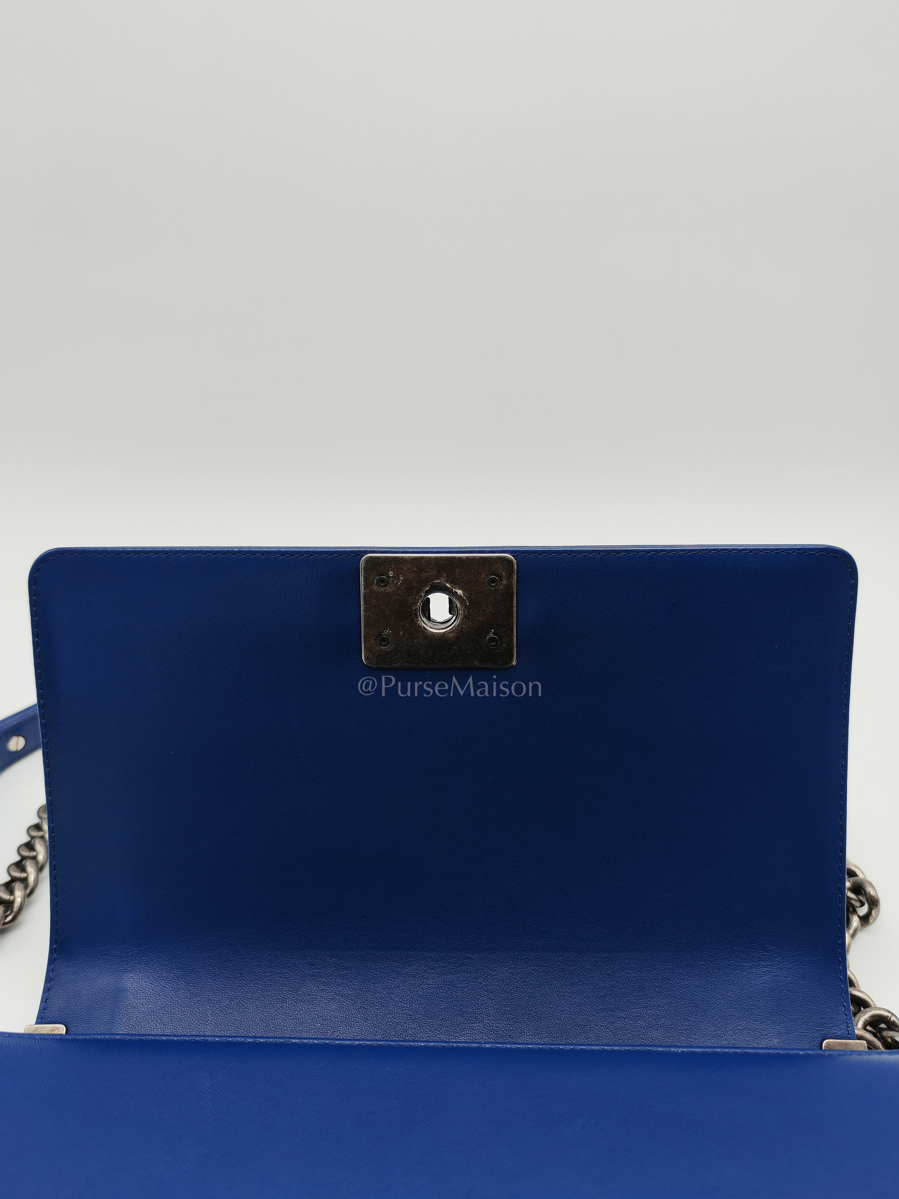 Le Boy Old Medium in Blue Quilted Lambskin Leather & Ruthenium Hardware Series 23 | Purse Maison Luxury Bags Shop