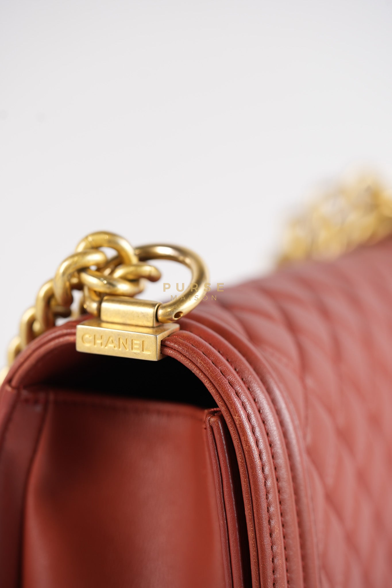 Le Boy Old Medium in Maroon Quilted Lambskin Leather & Aged Gold Hardware Series 25 | Purse Maison Luxury Bags Shop