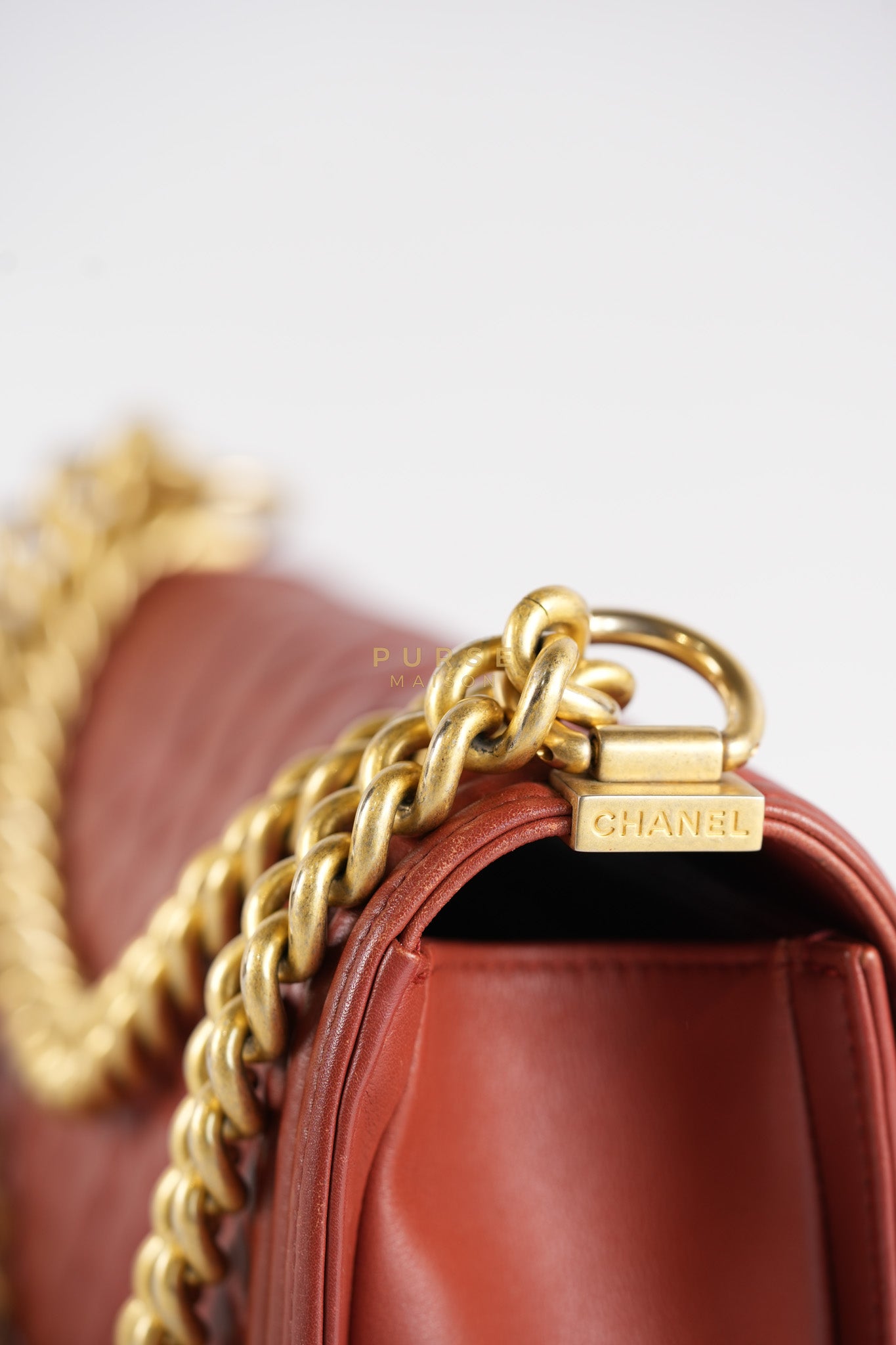 Le Boy Old Medium in Maroon Quilted Lambskin Leather & Aged Gold Hardware Series 25 | Purse Maison Luxury Bags Shop