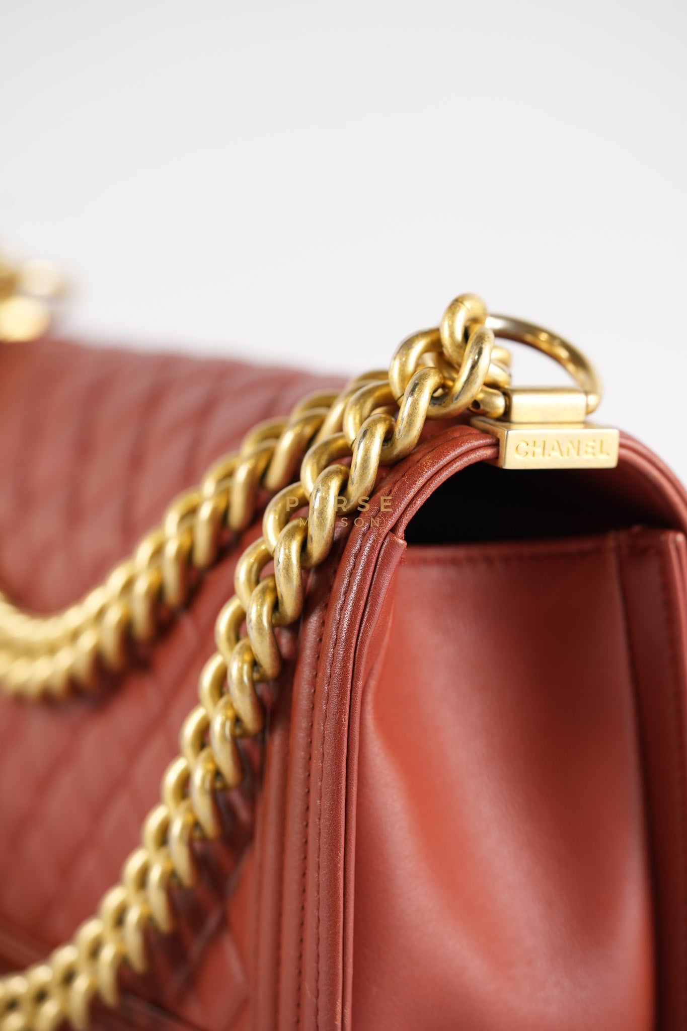 Le Boy Old Medium in Maroon Quilted Lambskin Leather & Aged Gold Hardware Series 25 | Purse Maison Luxury Bags Shop