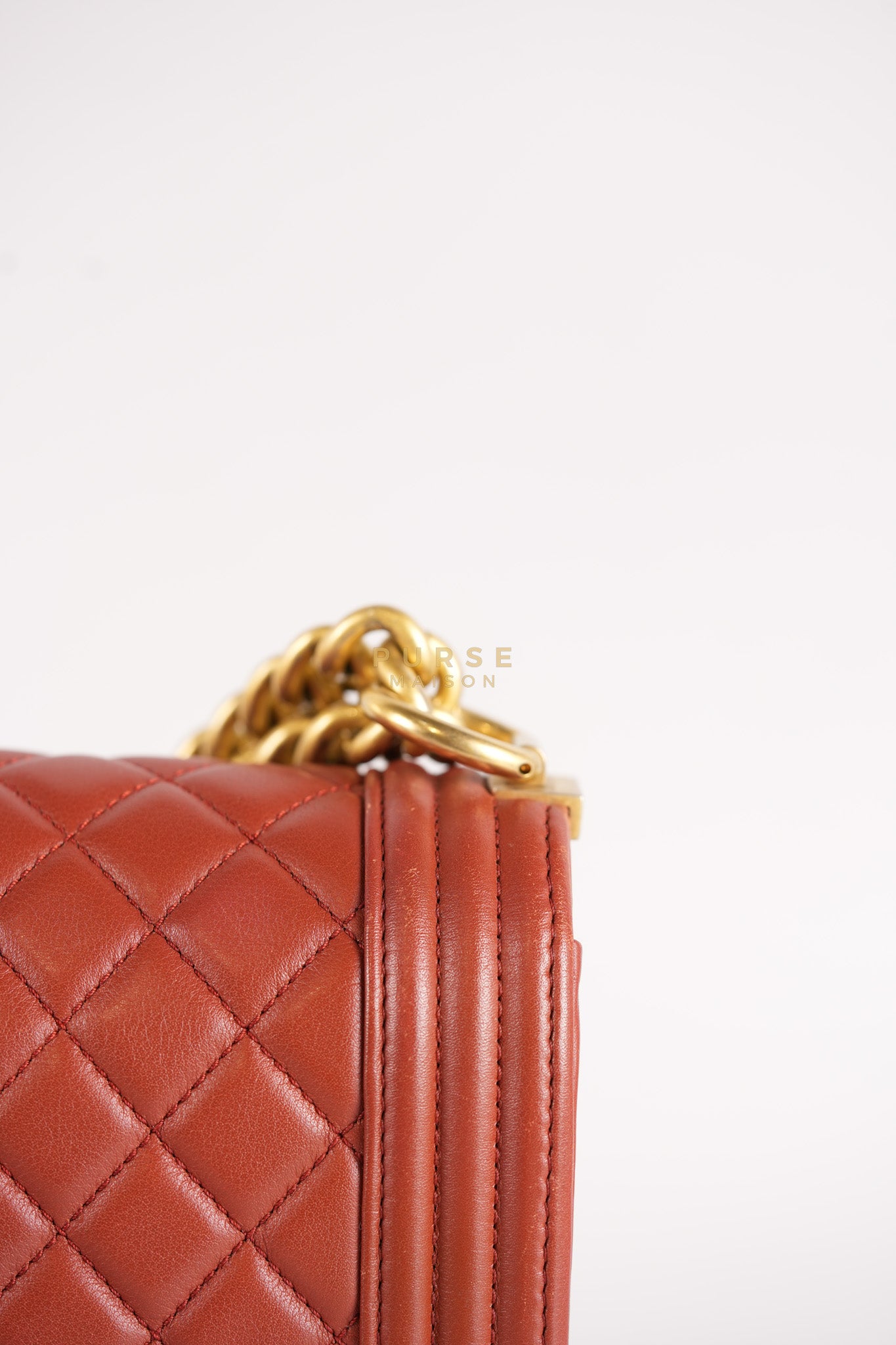 Le Boy Old Medium in Maroon Quilted Lambskin Leather & Aged Gold Hardware Series 25 | Purse Maison Luxury Bags Shop