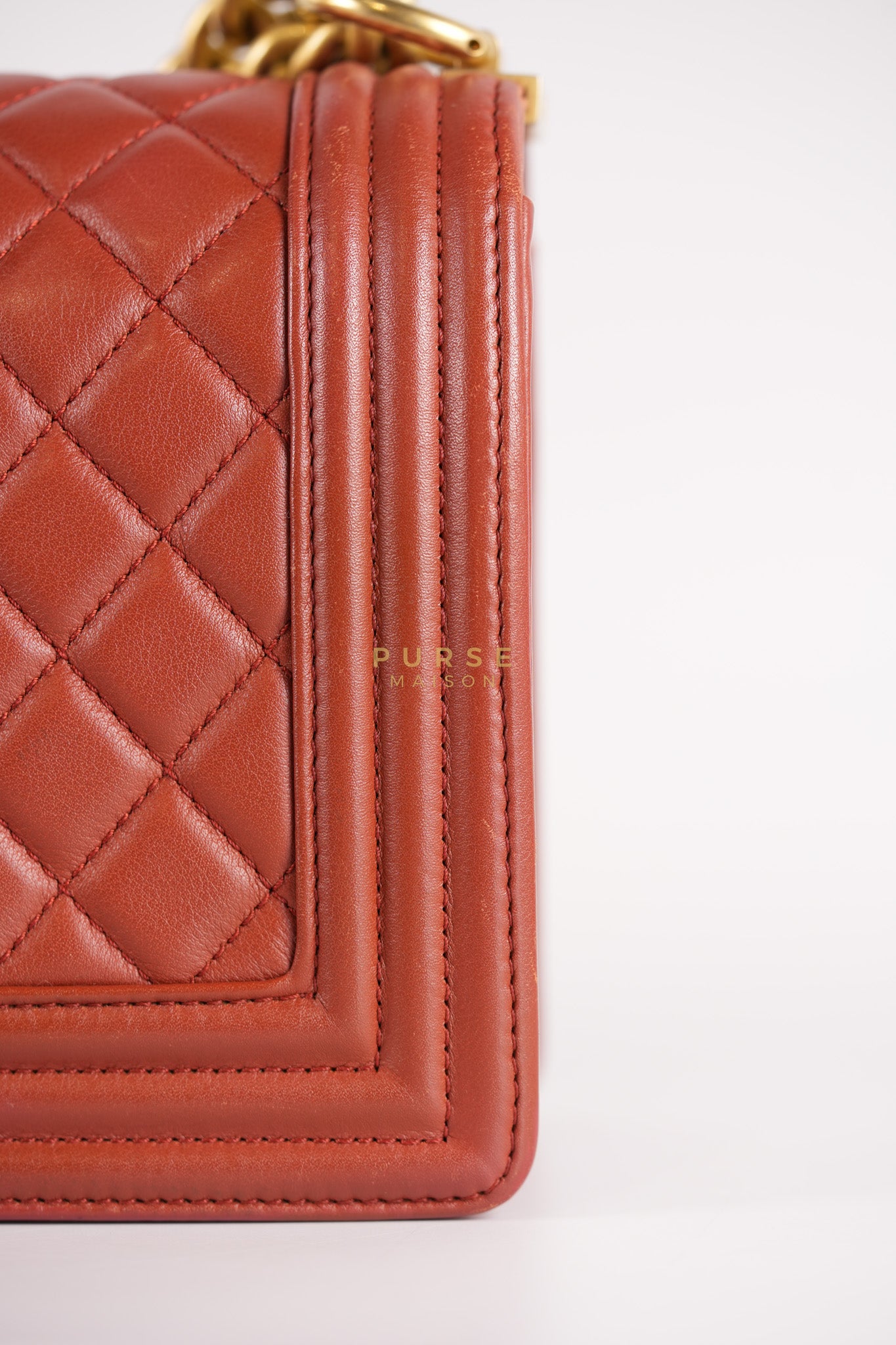 Le Boy Old Medium in Maroon Quilted Lambskin Leather & Aged Gold Hardware Series 25 | Purse Maison Luxury Bags Shop