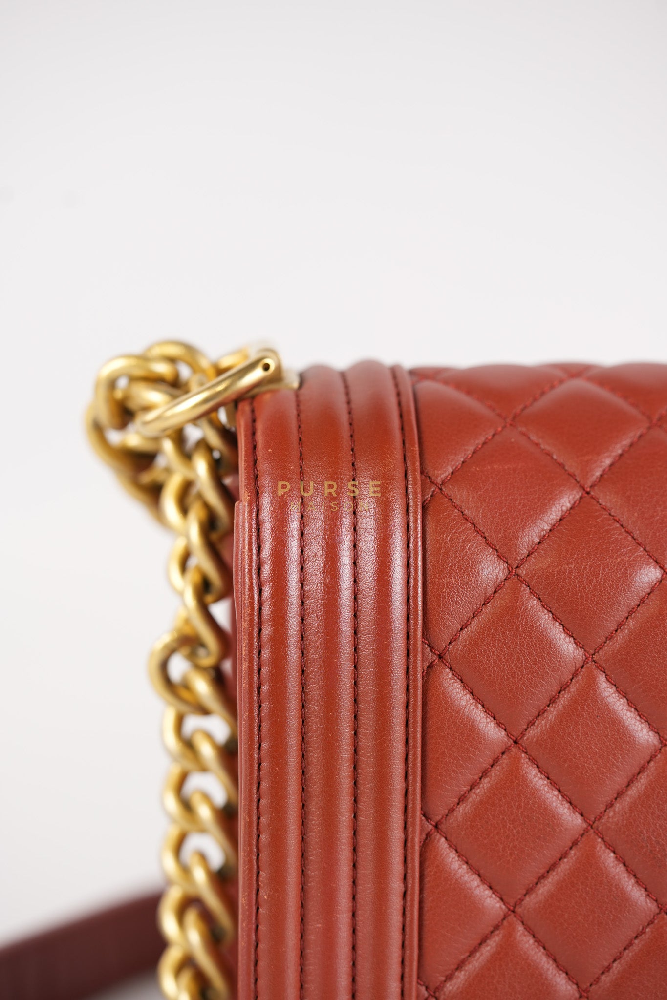 Le Boy Old Medium in Maroon Quilted Lambskin Leather & Aged Gold Hardware Series 25 | Purse Maison Luxury Bags Shop