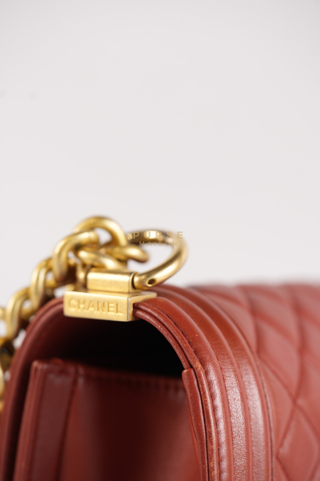 Le Boy Old Medium in Maroon Quilted Lambskin Leather & Aged Gold Hardware Series 25 | Purse Maison Luxury Bags Shop