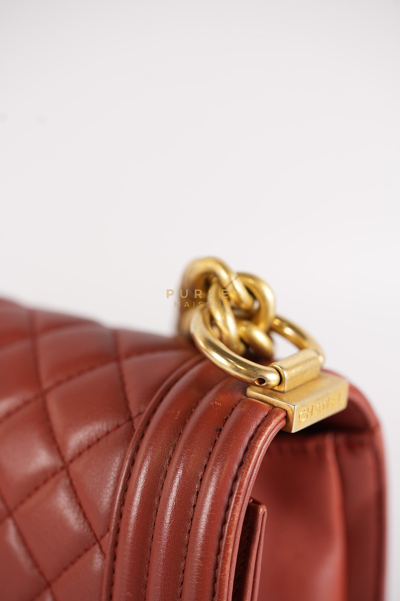 Le Boy Old Medium in Maroon Quilted Lambskin Leather & Aged Gold Hardware Series 25 | Purse Maison Luxury Bags Shop