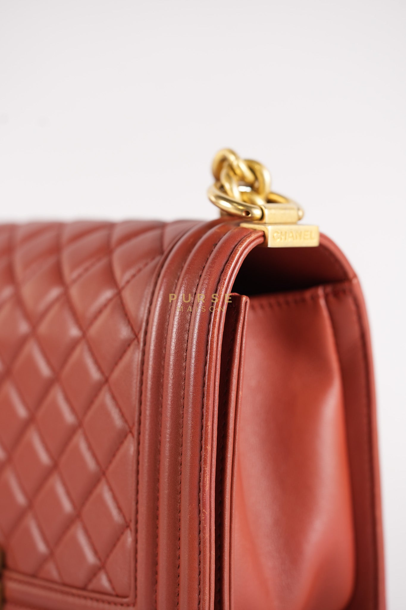 Le Boy Old Medium in Maroon Quilted Lambskin Leather & Aged Gold Hardware Series 25 | Purse Maison Luxury Bags Shop