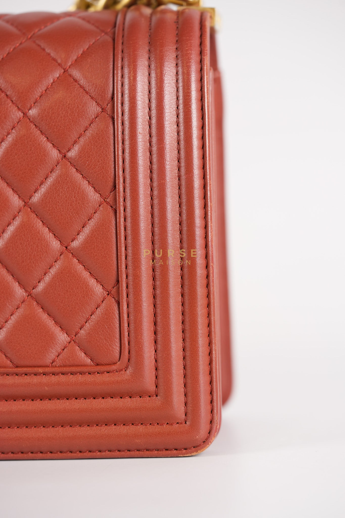 Le Boy Old Medium in Maroon Quilted Lambskin Leather & Aged Gold Hardware Series 25 | Purse Maison Luxury Bags Shop