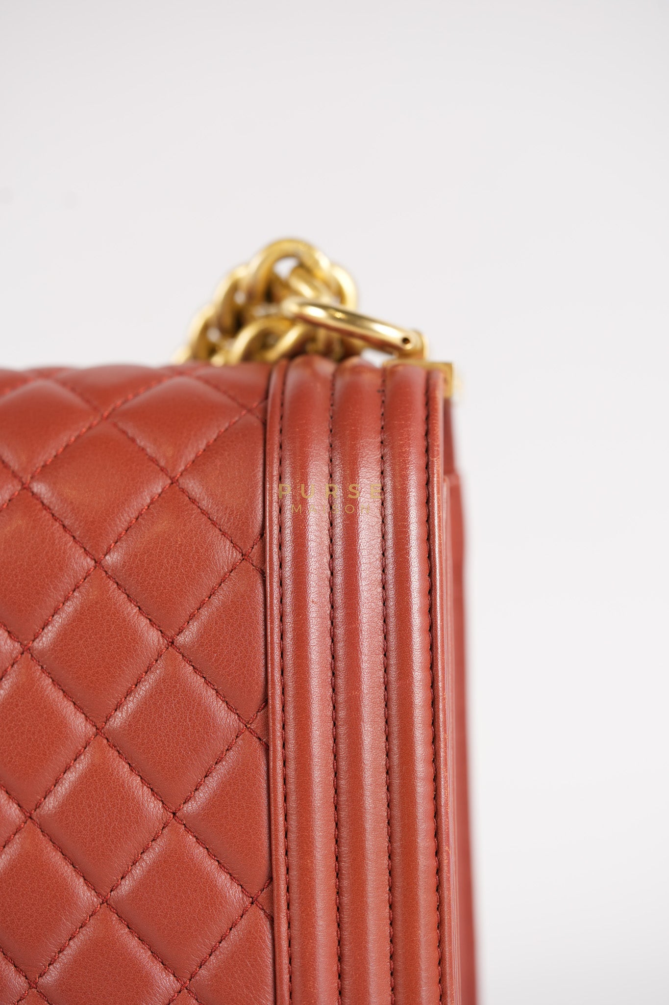 Le Boy Old Medium in Maroon Quilted Lambskin Leather & Aged Gold Hardware Series 25 | Purse Maison Luxury Bags Shop