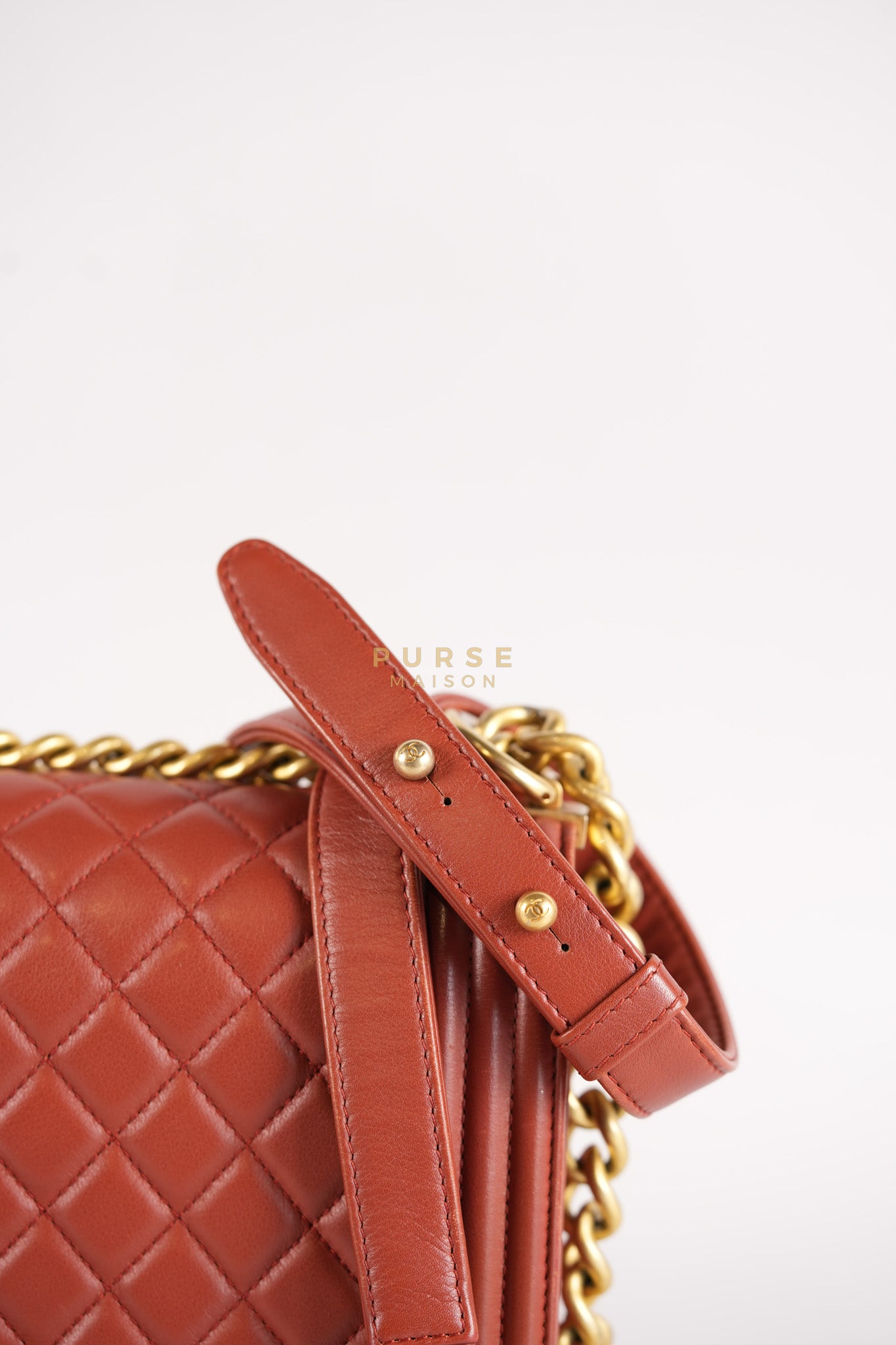 Le Boy Old Medium in Maroon Quilted Lambskin Leather & Aged Gold Hardware Series 25 | Purse Maison Luxury Bags Shop