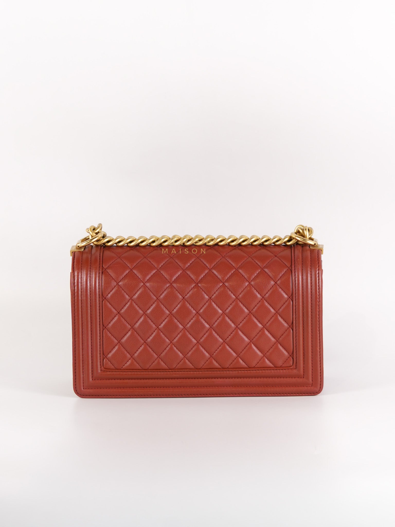 Le Boy Old Medium in Maroon Quilted Lambskin Leather & Aged Gold Hardware Series 25 | Purse Maison Luxury Bags Shop