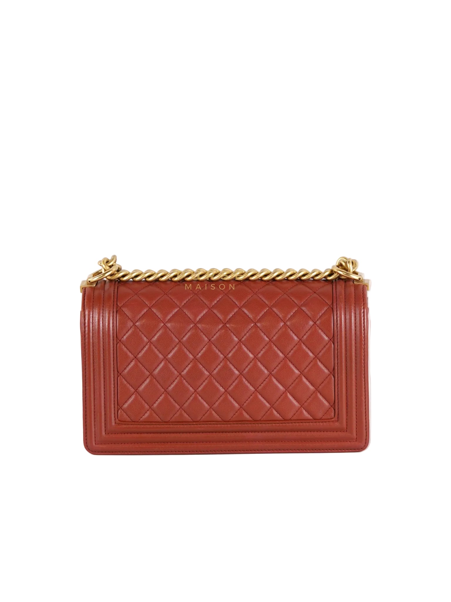 Le Boy Old Medium in Maroon Quilted Lambskin Leather & Aged Gold Hardware Series 25 | Purse Maison Luxury Bags Shop