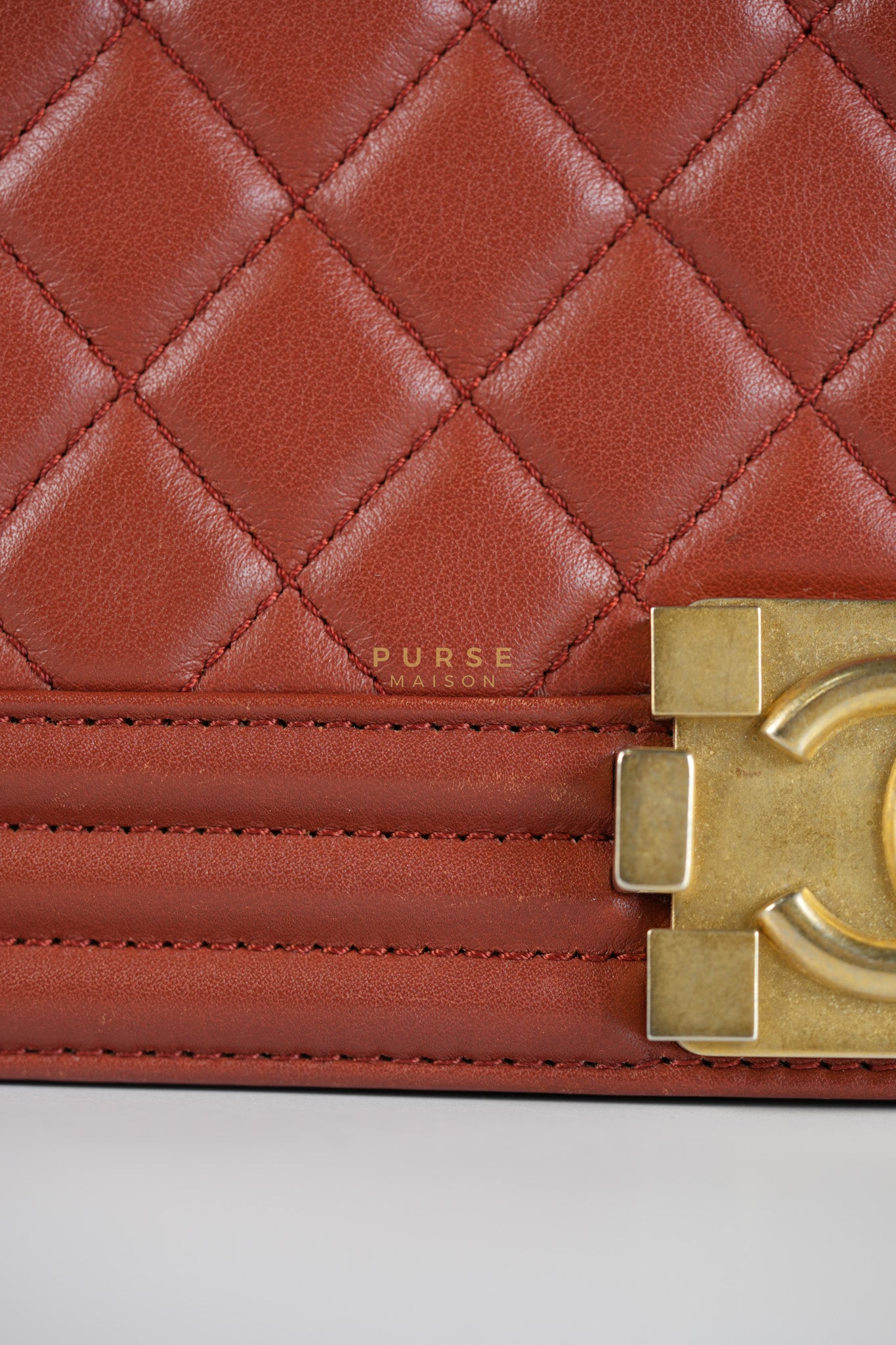 Le Boy Old Medium in Maroon Quilted Lambskin Leather & Aged Gold Hardware Series 25 | Purse Maison Luxury Bags Shop