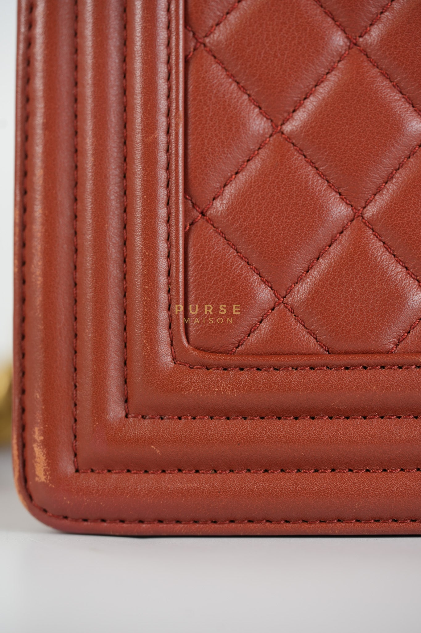 Le Boy Old Medium in Maroon Quilted Lambskin Leather & Aged Gold Hardware Series 25 | Purse Maison Luxury Bags Shop