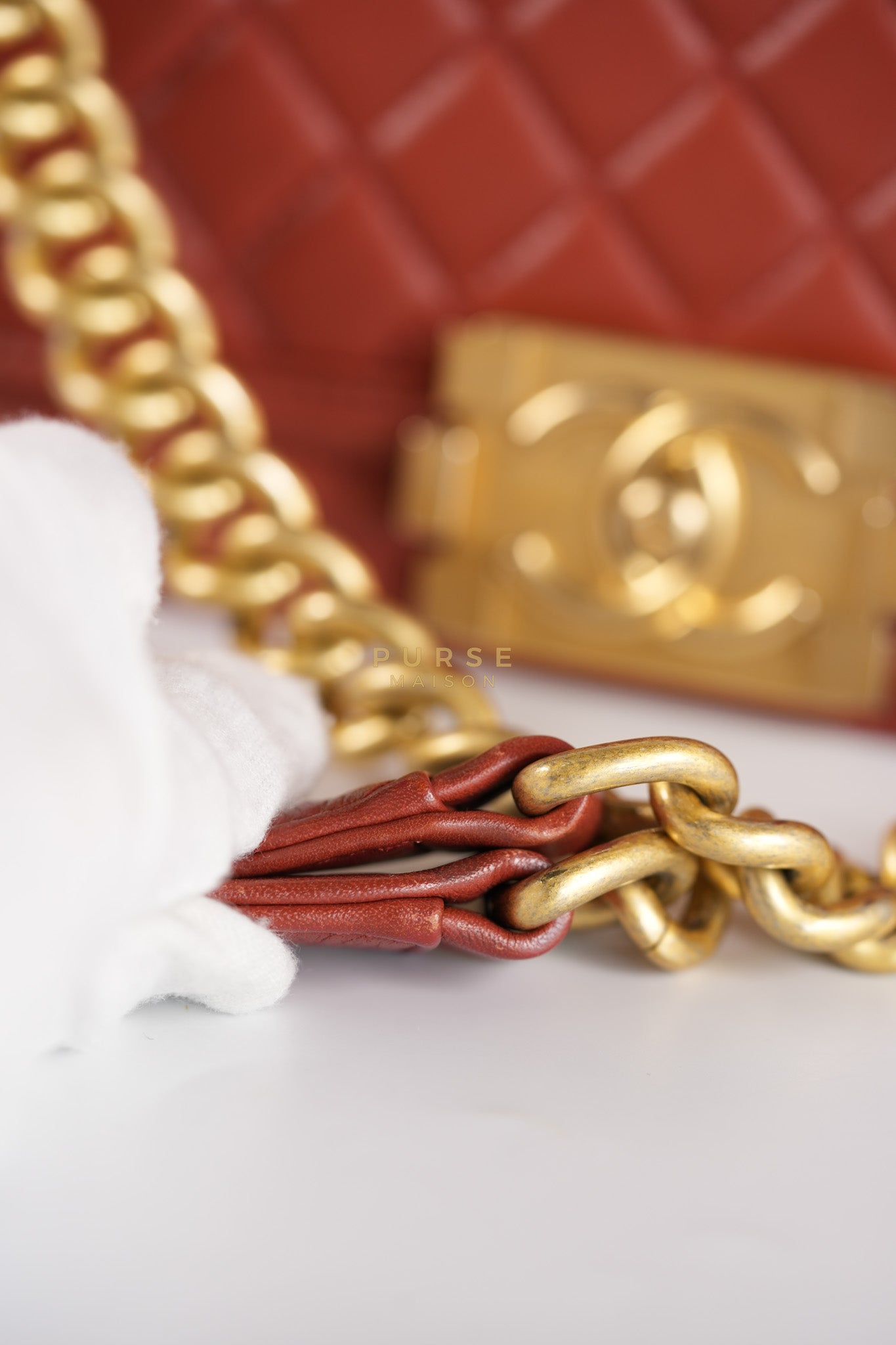 Le Boy Old Medium in Maroon Quilted Lambskin Leather & Aged Gold Hardware Series 25 | Purse Maison Luxury Bags Shop