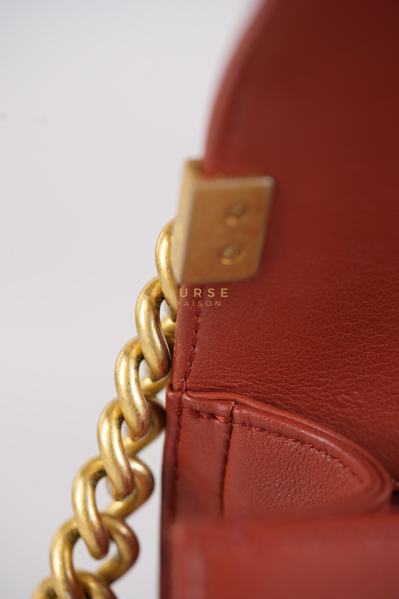 Le Boy Old Medium in Maroon Quilted Lambskin Leather & Aged Gold Hardware Series 25 | Purse Maison Luxury Bags Shop