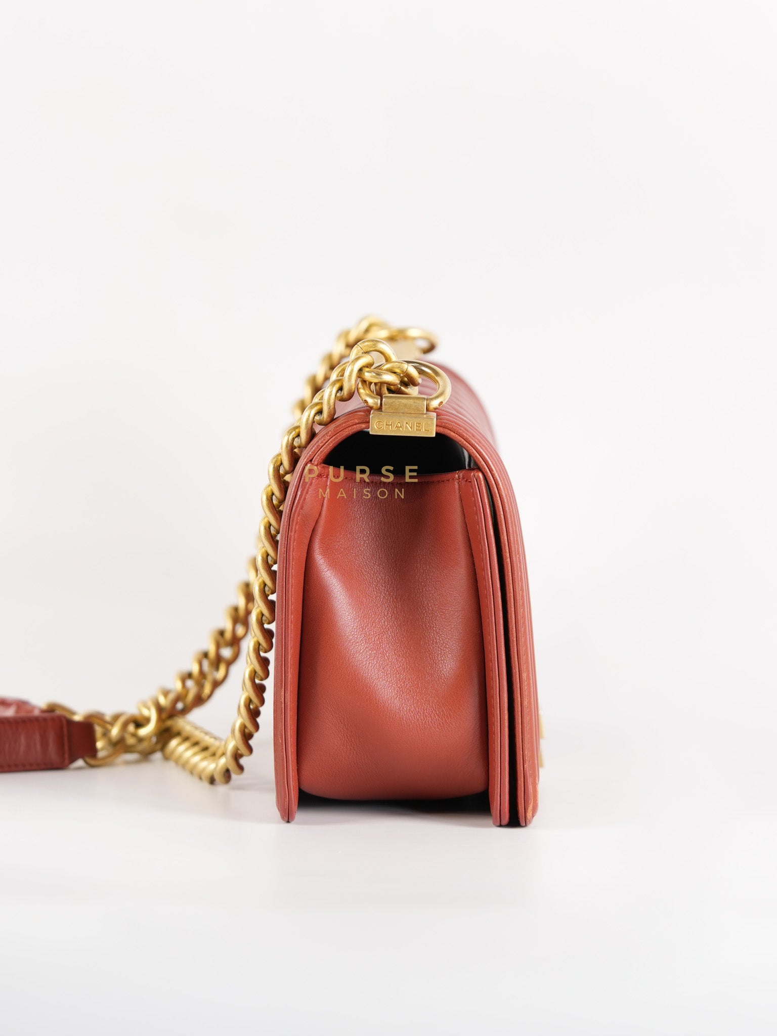 Le Boy Old Medium in Maroon Quilted Lambskin Leather & Aged Gold Hardware Series 25 | Purse Maison Luxury Bags Shop