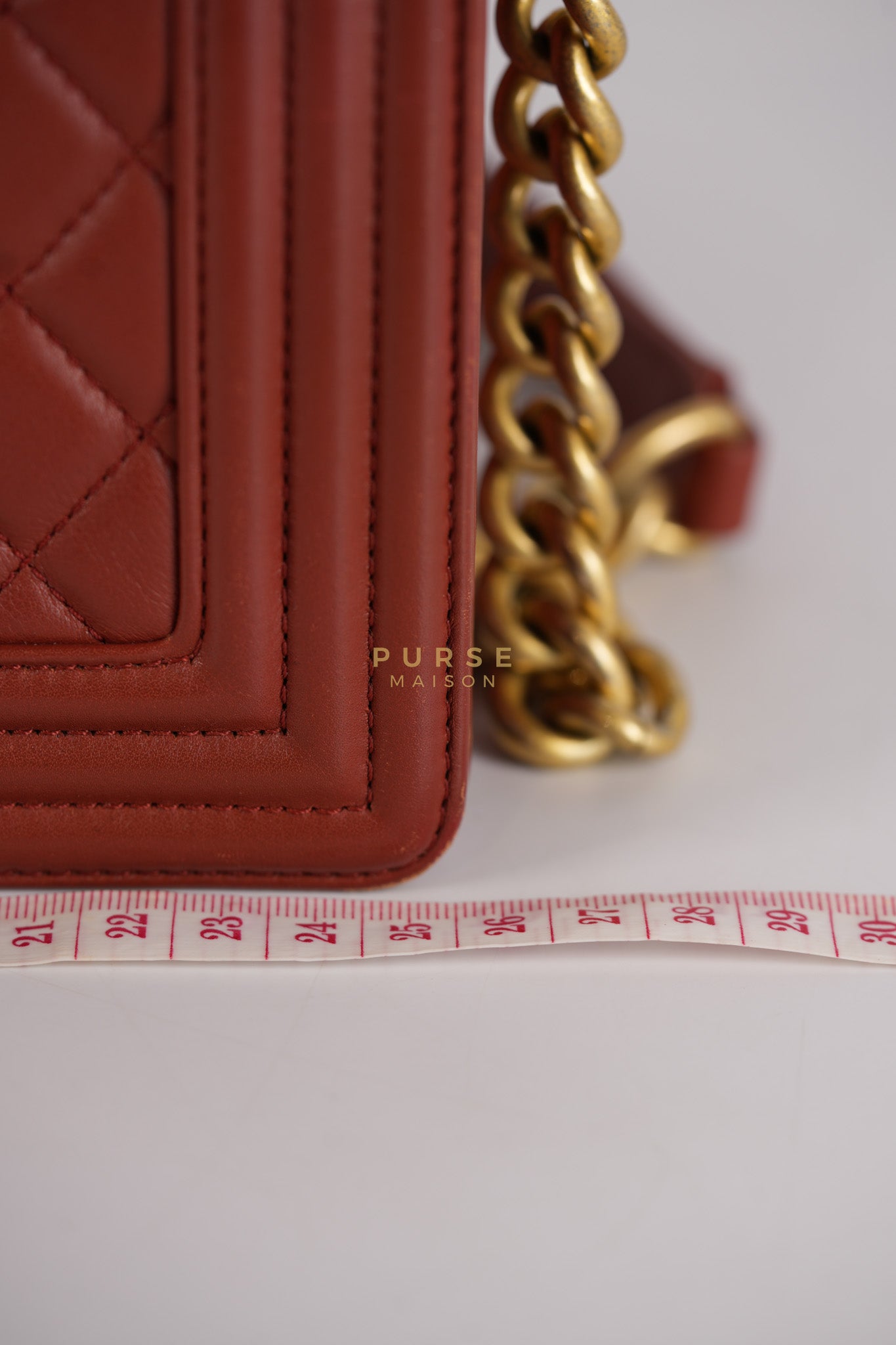 Le Boy Old Medium in Maroon Quilted Lambskin Leather & Aged Gold Hardware Series 25 | Purse Maison Luxury Bags Shop
