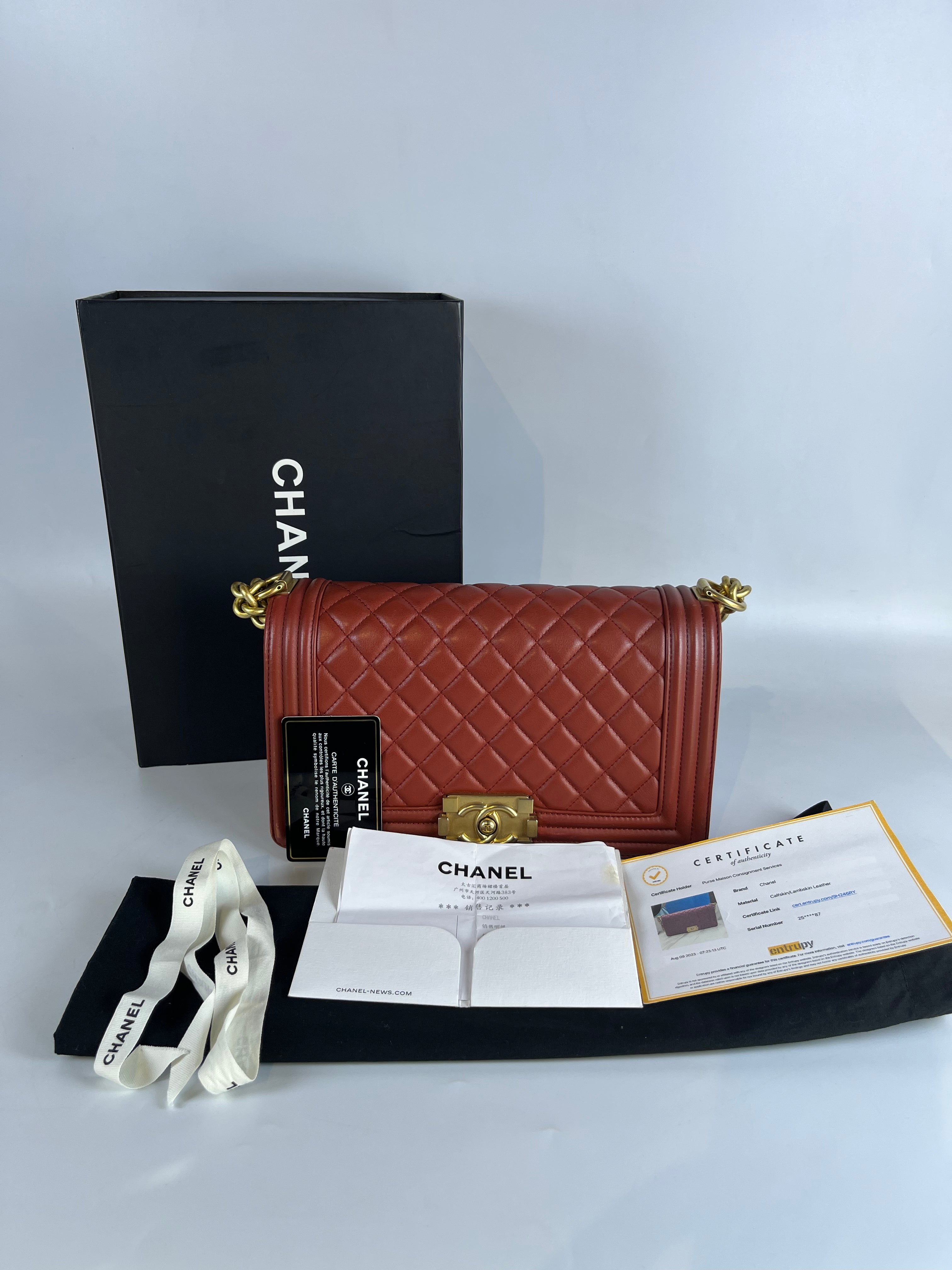 Le Boy Old Medium in Maroon Quilted Lambskin Leather & Aged Gold Hardware Series 25 | Purse Maison Luxury Bags Shop