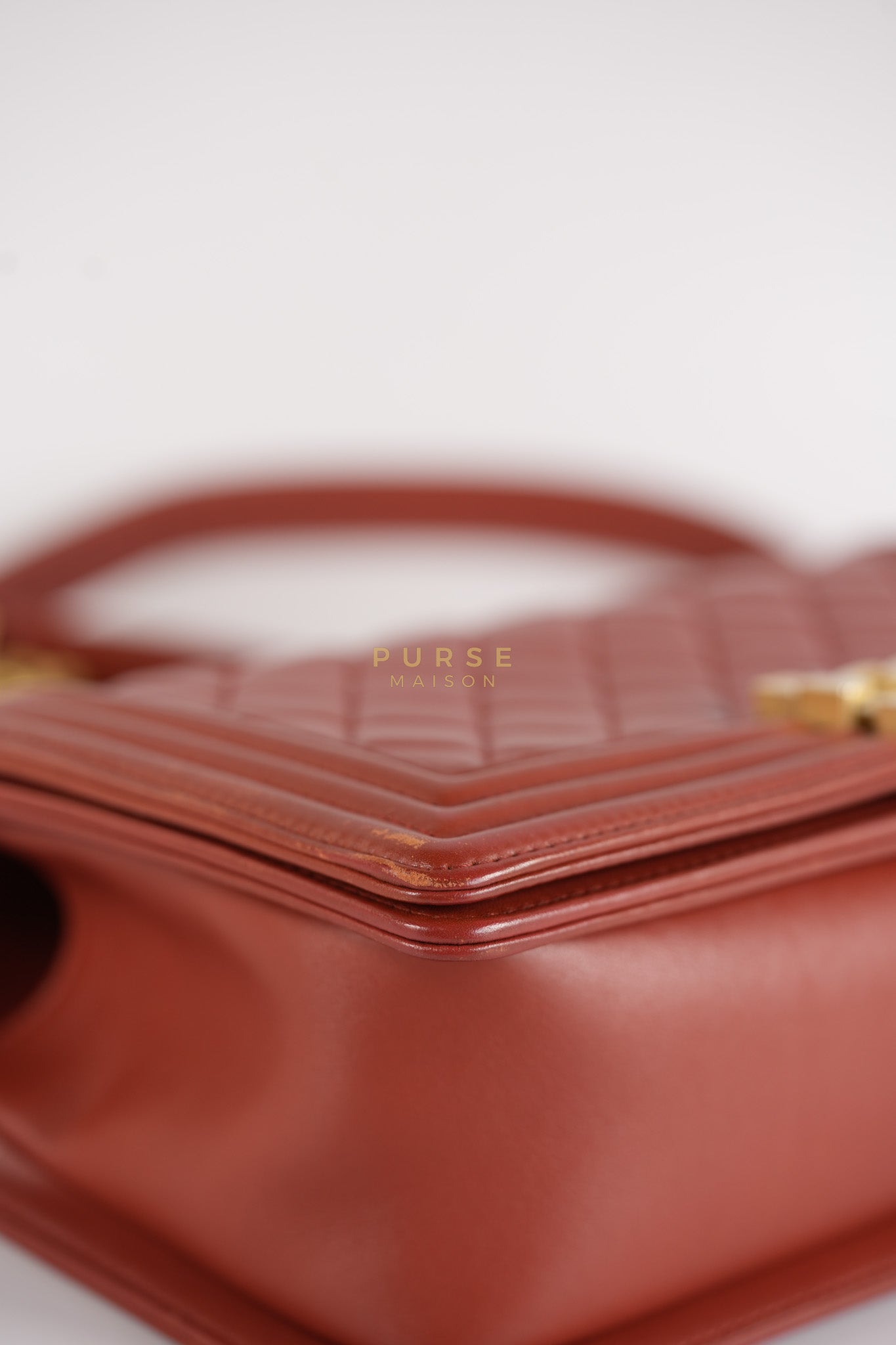 Le Boy Old Medium in Maroon Quilted Lambskin Leather & Aged Gold Hardware Series 25 | Purse Maison Luxury Bags Shop