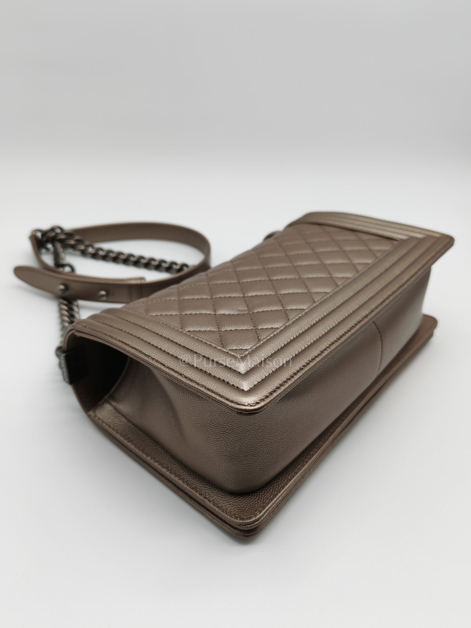 Le Boy old Medium in Metallic Bronze Caviar Leather & Ruthenium Hardware (Series 24) | Purse Maison Luxury Bags Shop